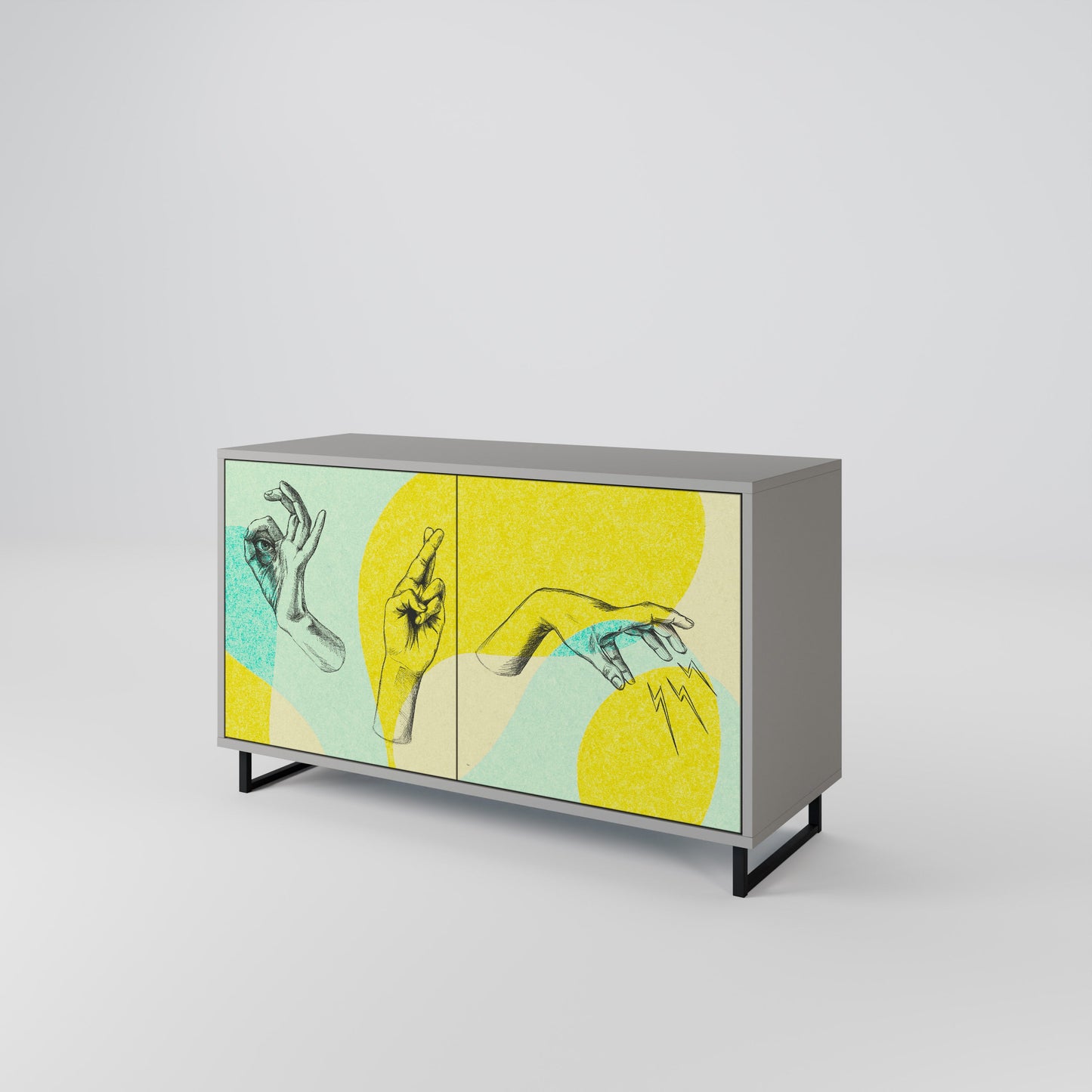 Credenza a 2 ante BODY LANGUAGE in finitura grigia