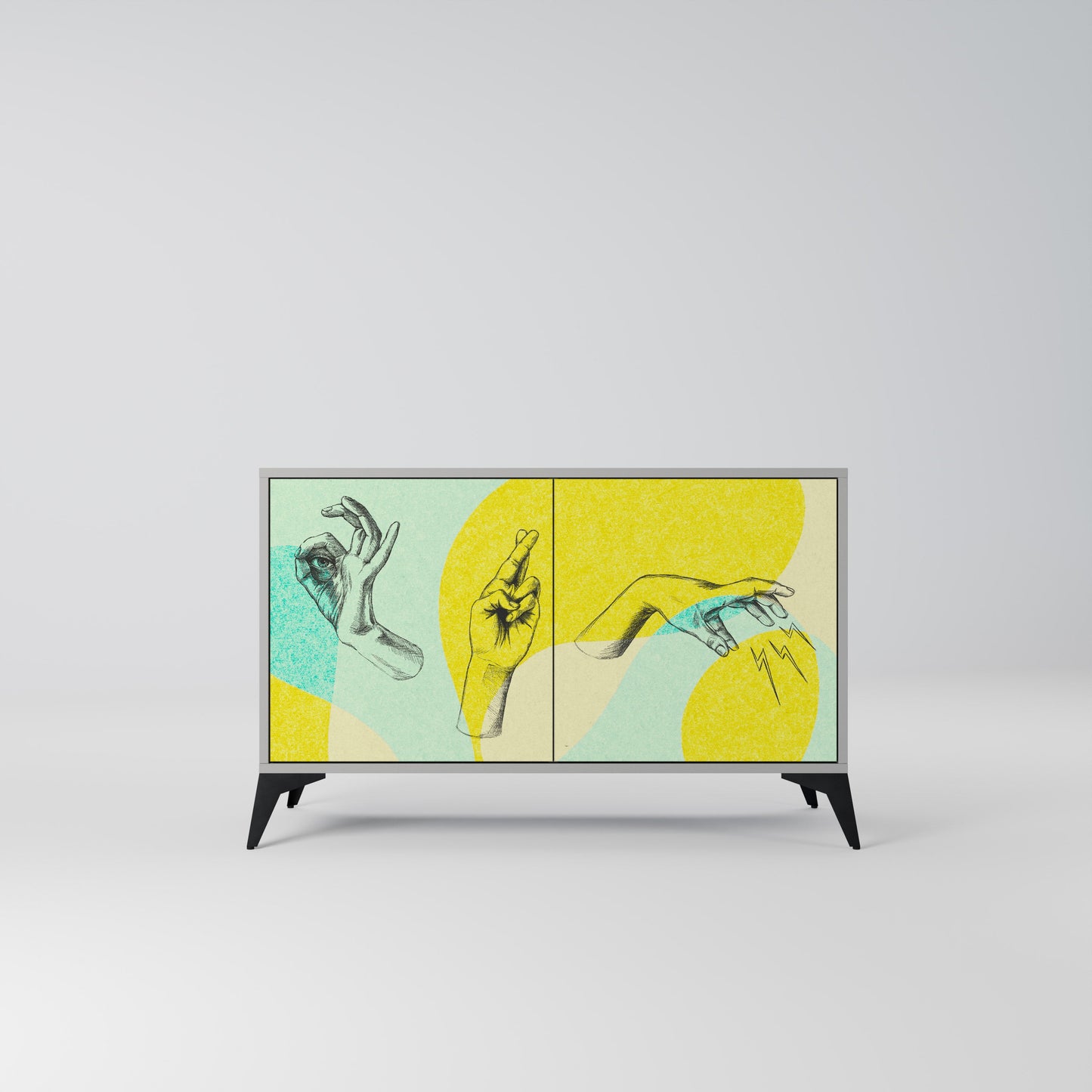 Credenza a 2 ante BODY LANGUAGE in finitura grigia