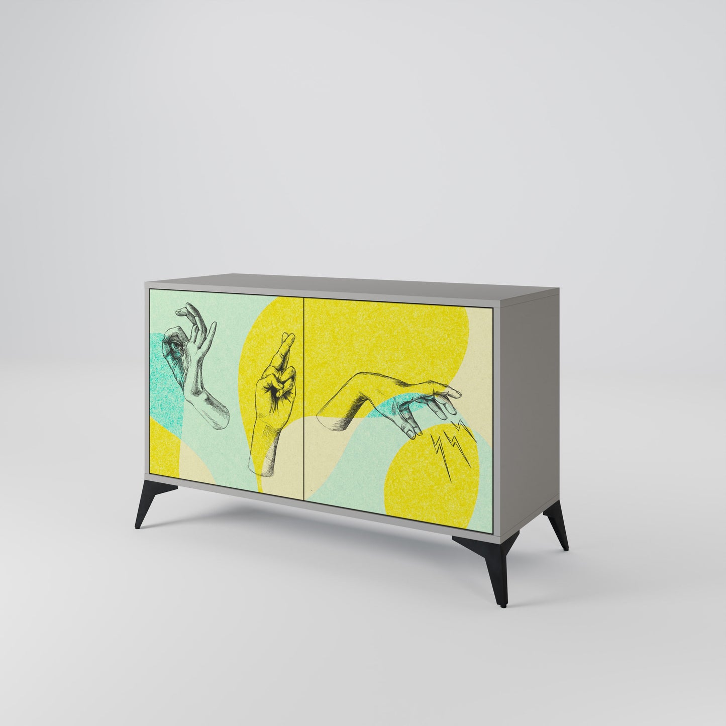 Credenza a 2 ante BODY LANGUAGE in finitura grigia
