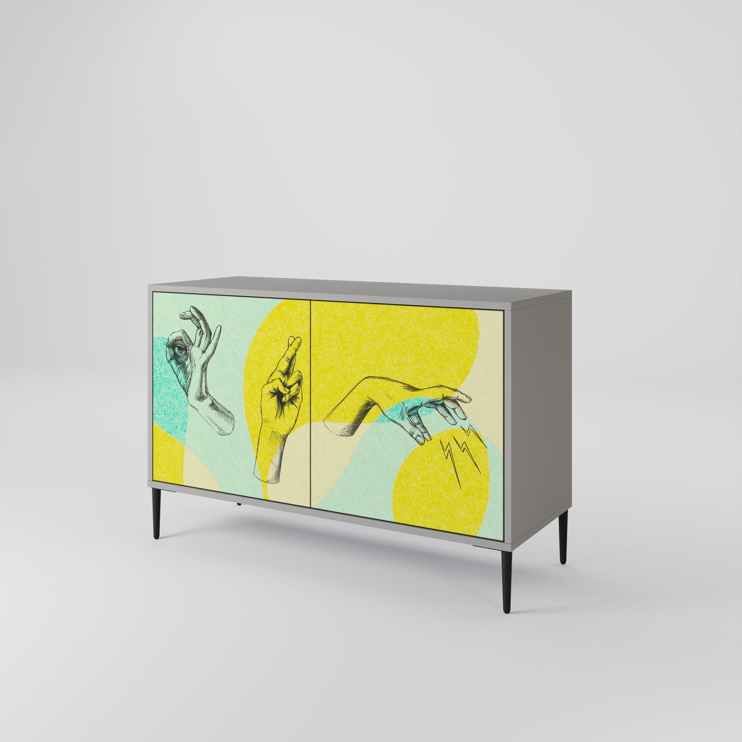 Credenza a 2 ante BODY LANGUAGE in finitura grigia