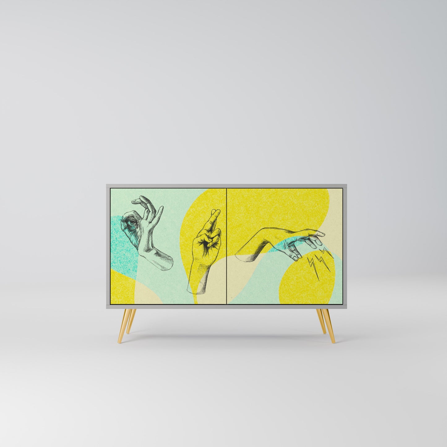 Credenza a 2 ante BODY LANGUAGE in finitura grigia