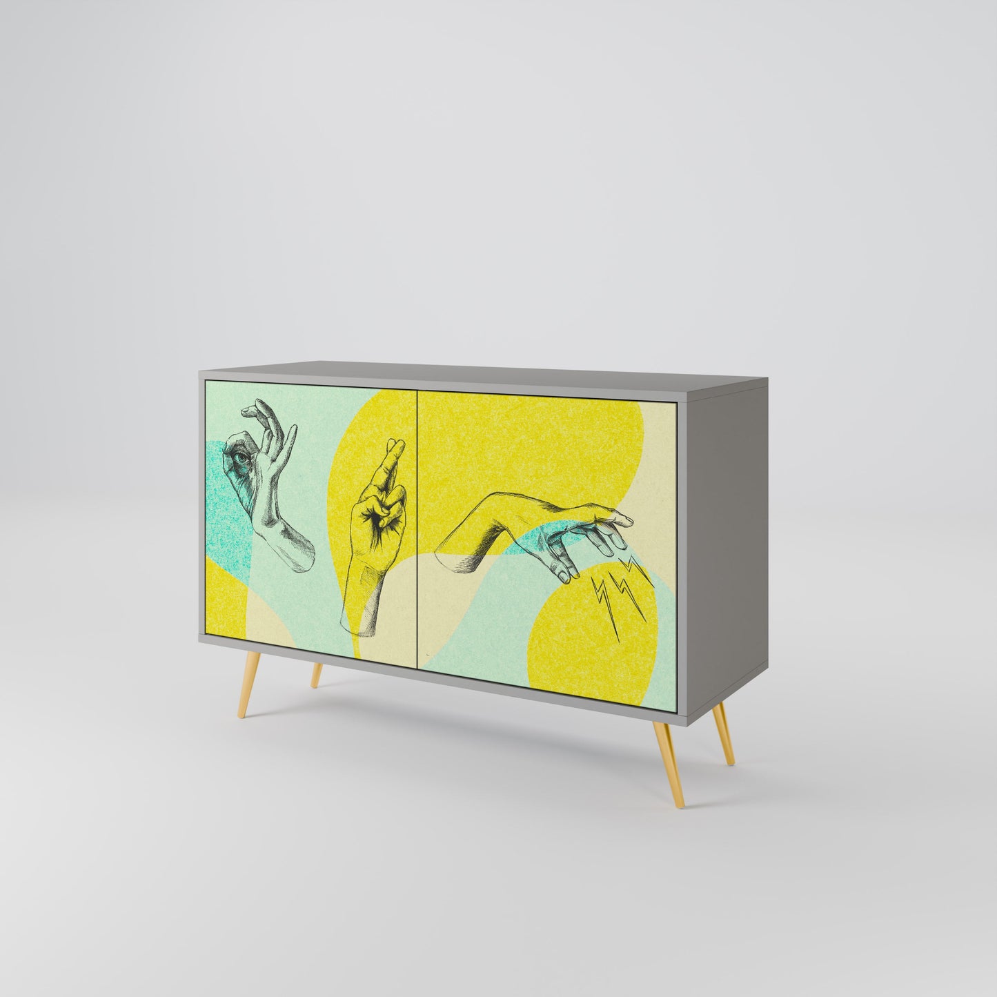 Credenza a 2 ante BODY LANGUAGE in finitura grigia