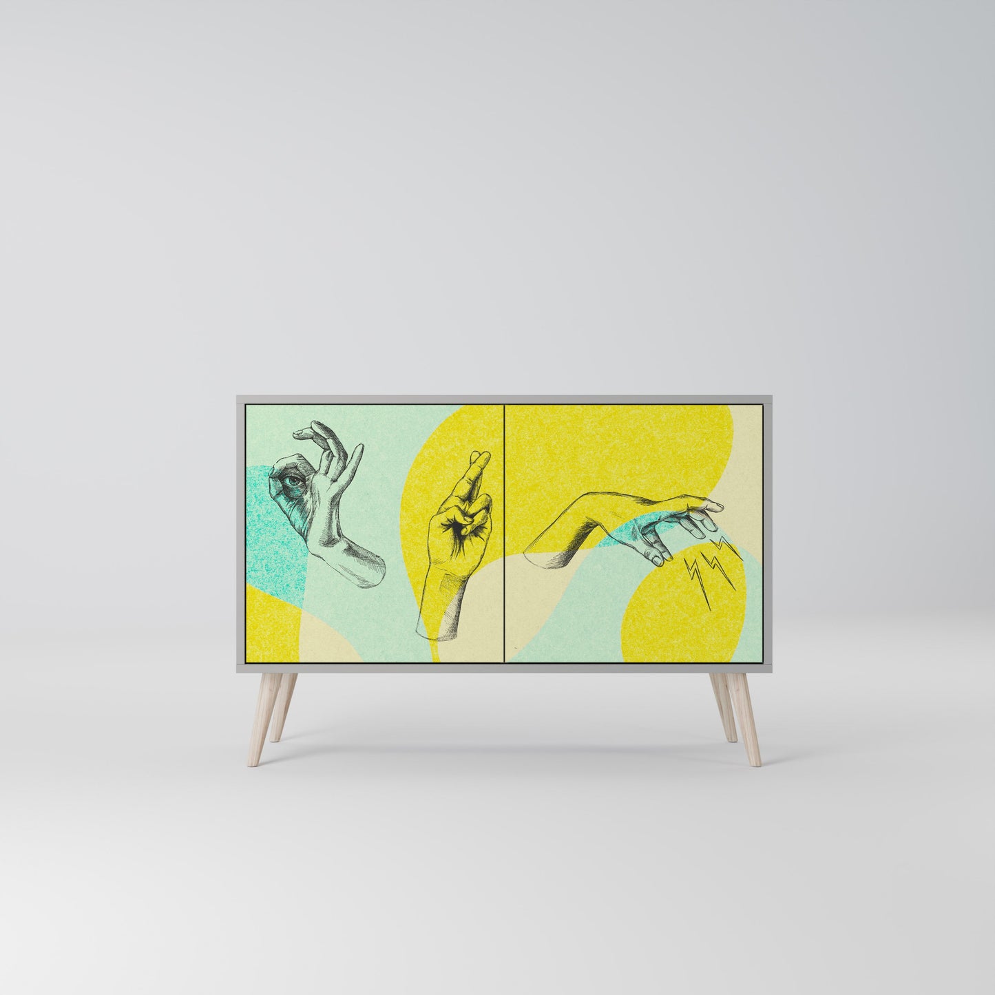 Credenza a 2 ante BODY LANGUAGE in finitura grigia