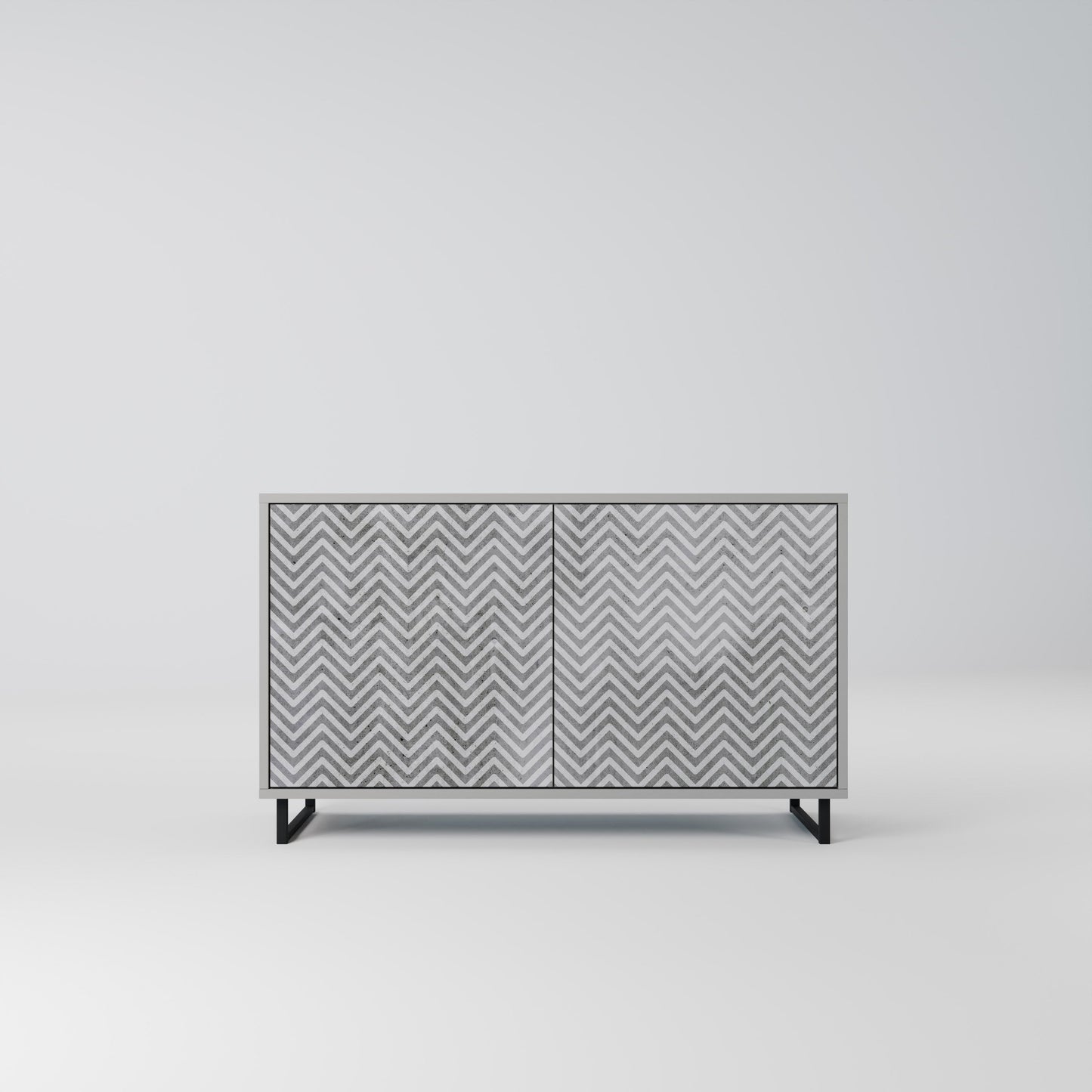 CONCRETE ZIG ZAG 2-Door Sideboard in Grey Finish