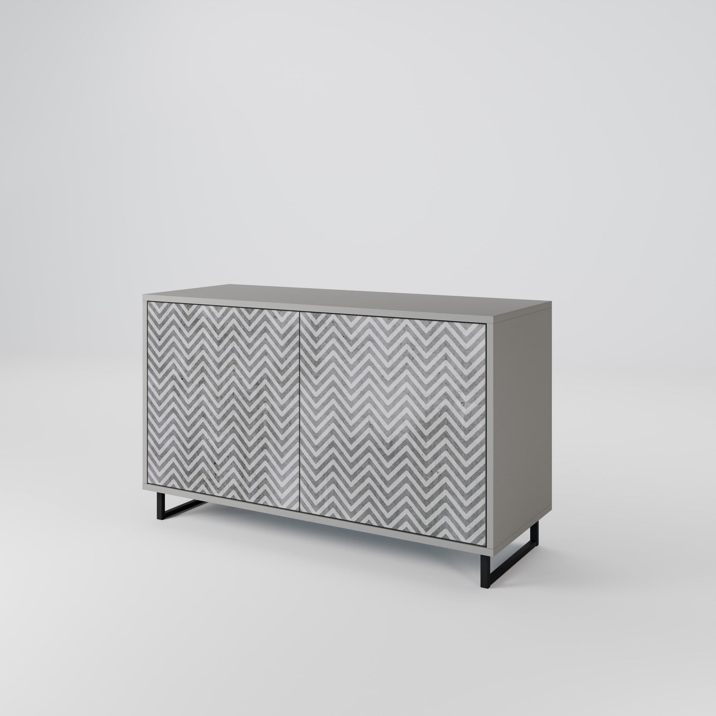 CONCRETE ZIG ZAG 2-Door Sideboard in Grey Finish