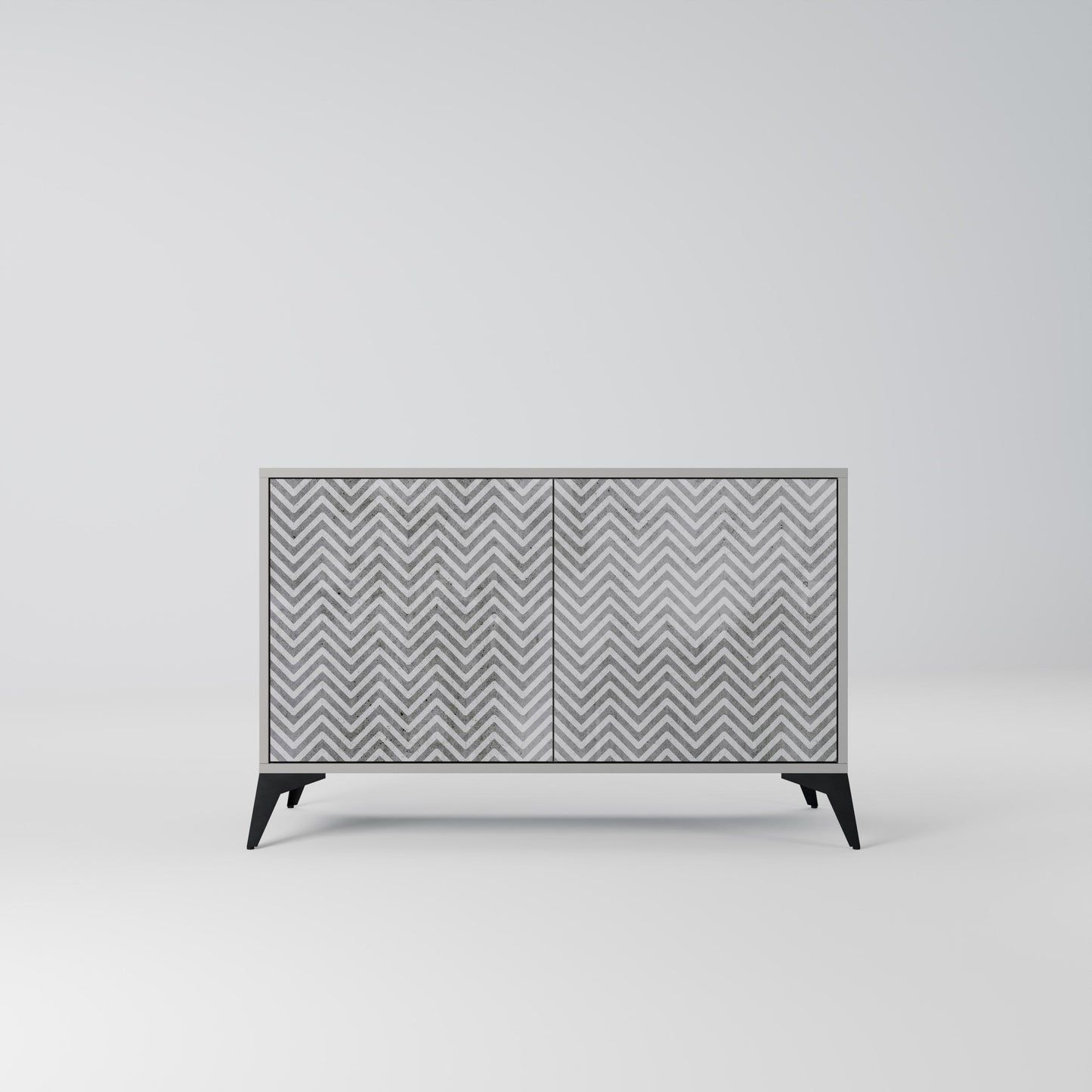 CONCRETE ZIG ZAG 2-Door Sideboard in Grey Finish