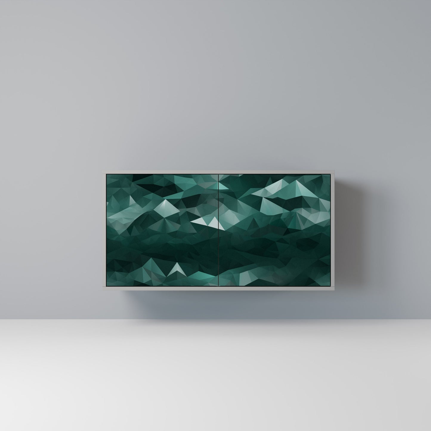 POLYGONAL FLOATING 2-Door Sideboard in Grey Finish
