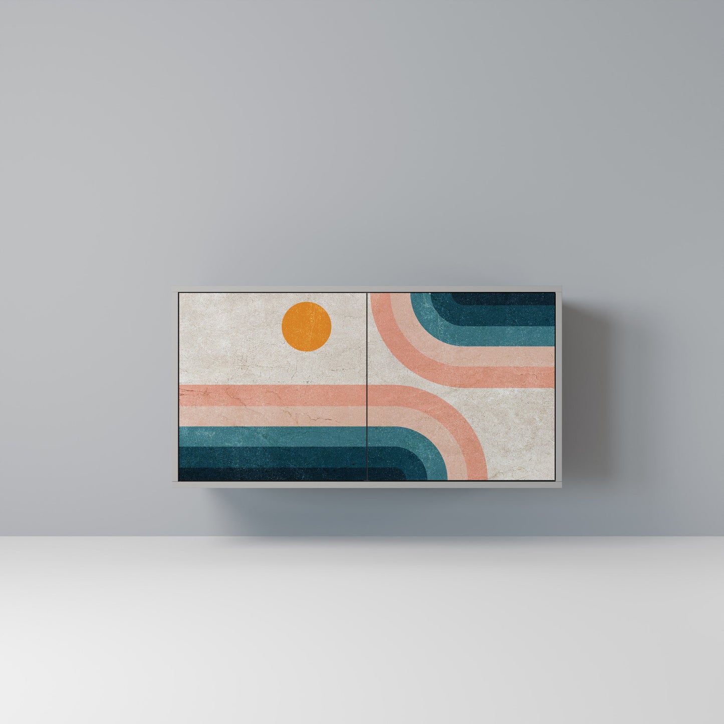 Credenza a due ante TWO HALVES in finitura grigia