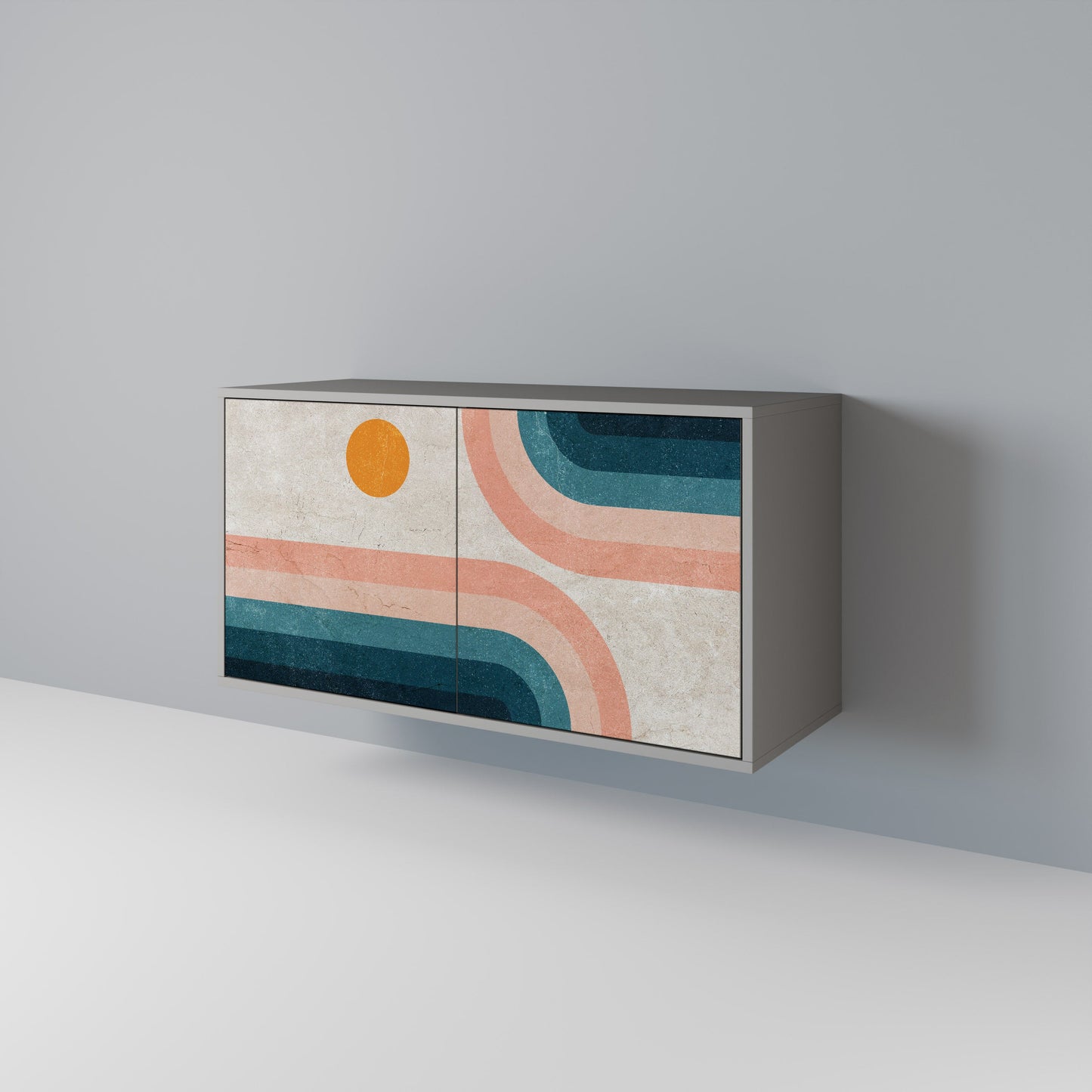 Credenza a due ante TWO HALVES in finitura grigia
