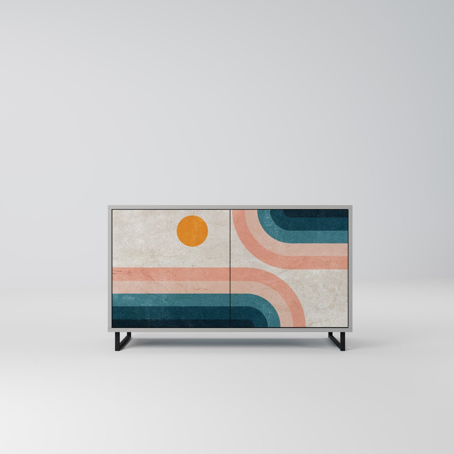 Credenza a due ante TWO HALVES in finitura grigia