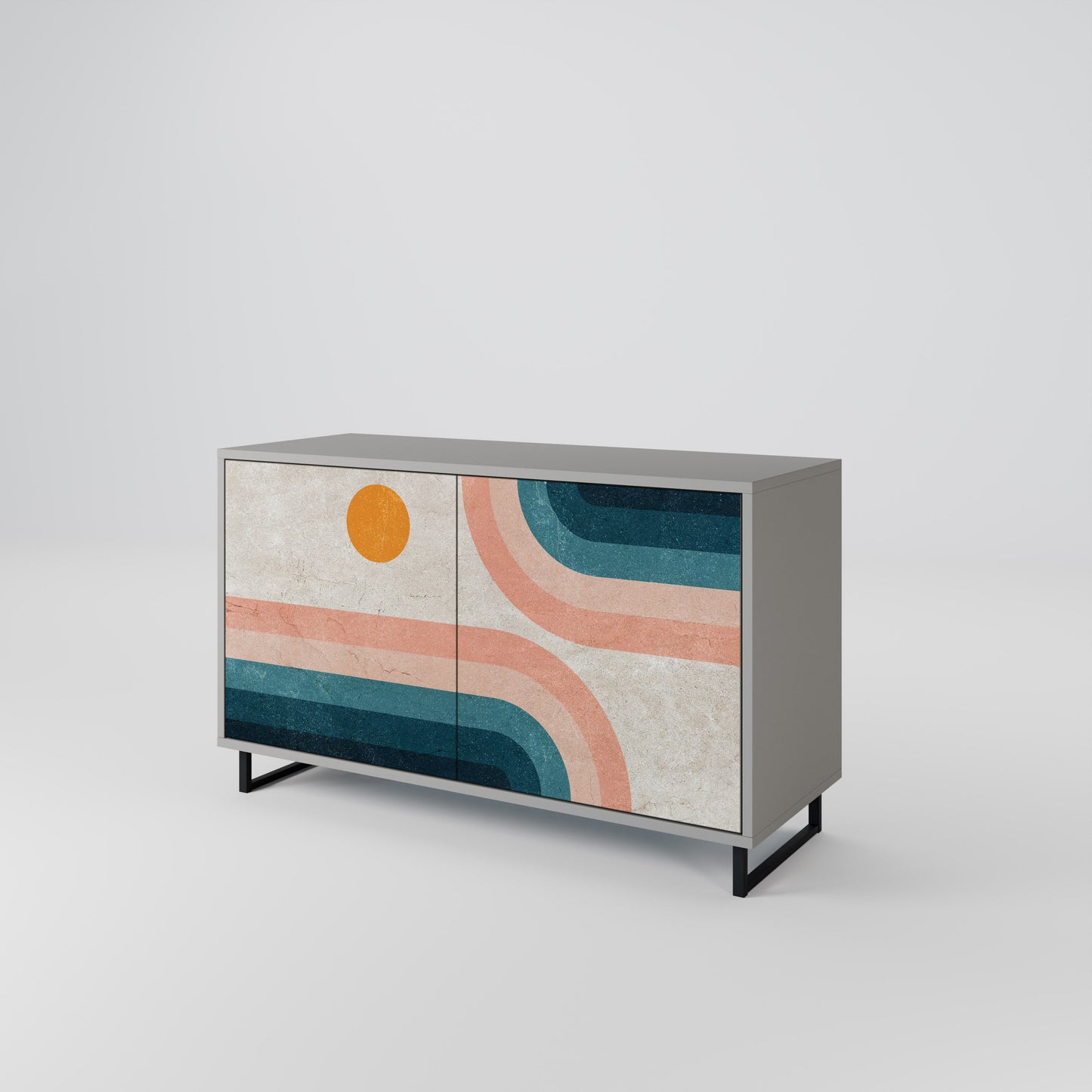 Credenza a due ante TWO HALVES in finitura grigia