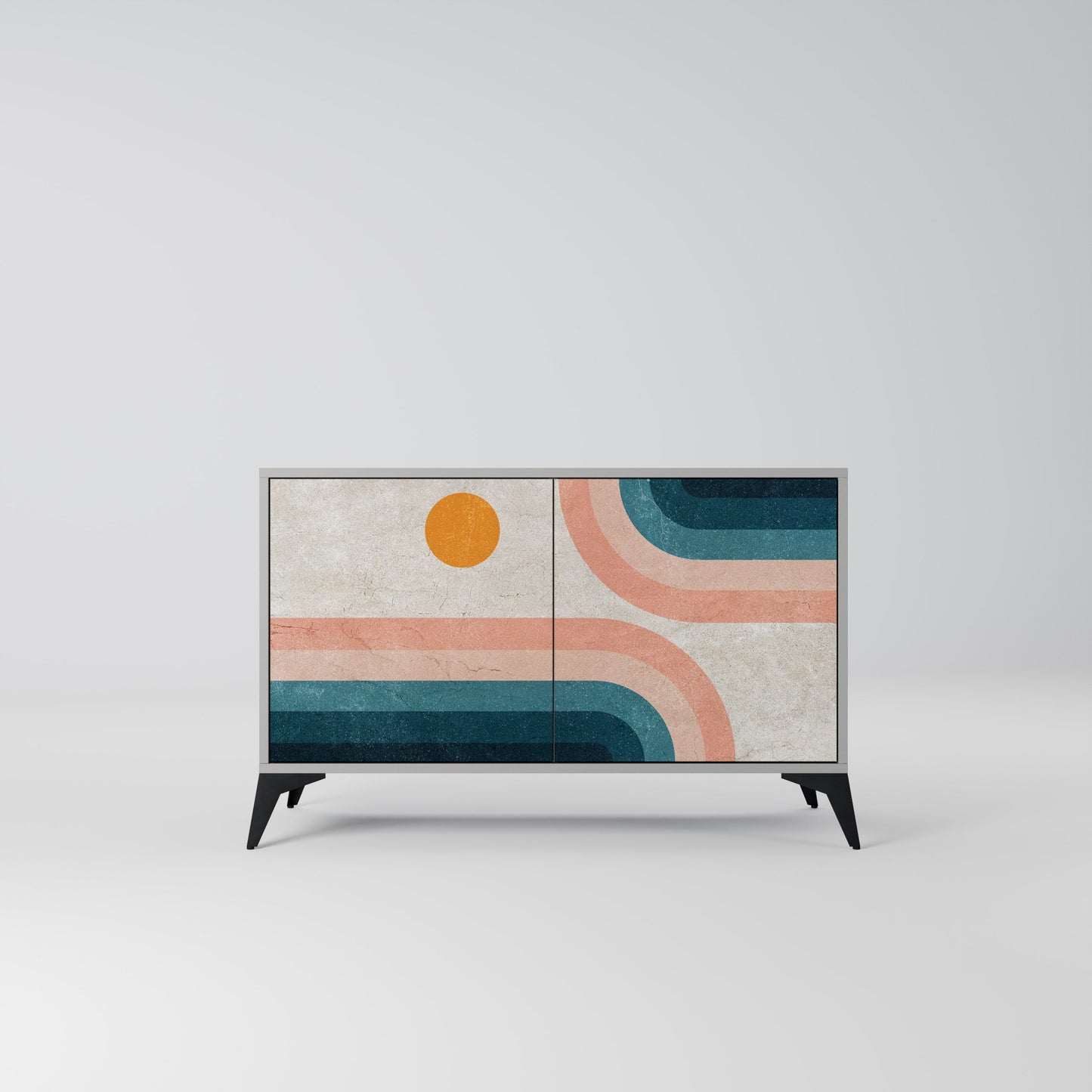 Credenza a due ante TWO HALVES in finitura grigia