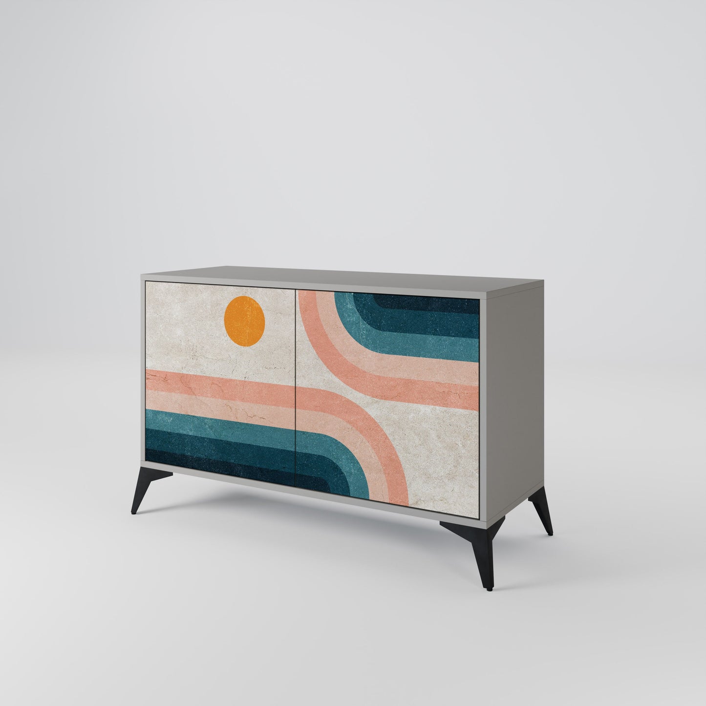 Credenza a due ante TWO HALVES in finitura grigia