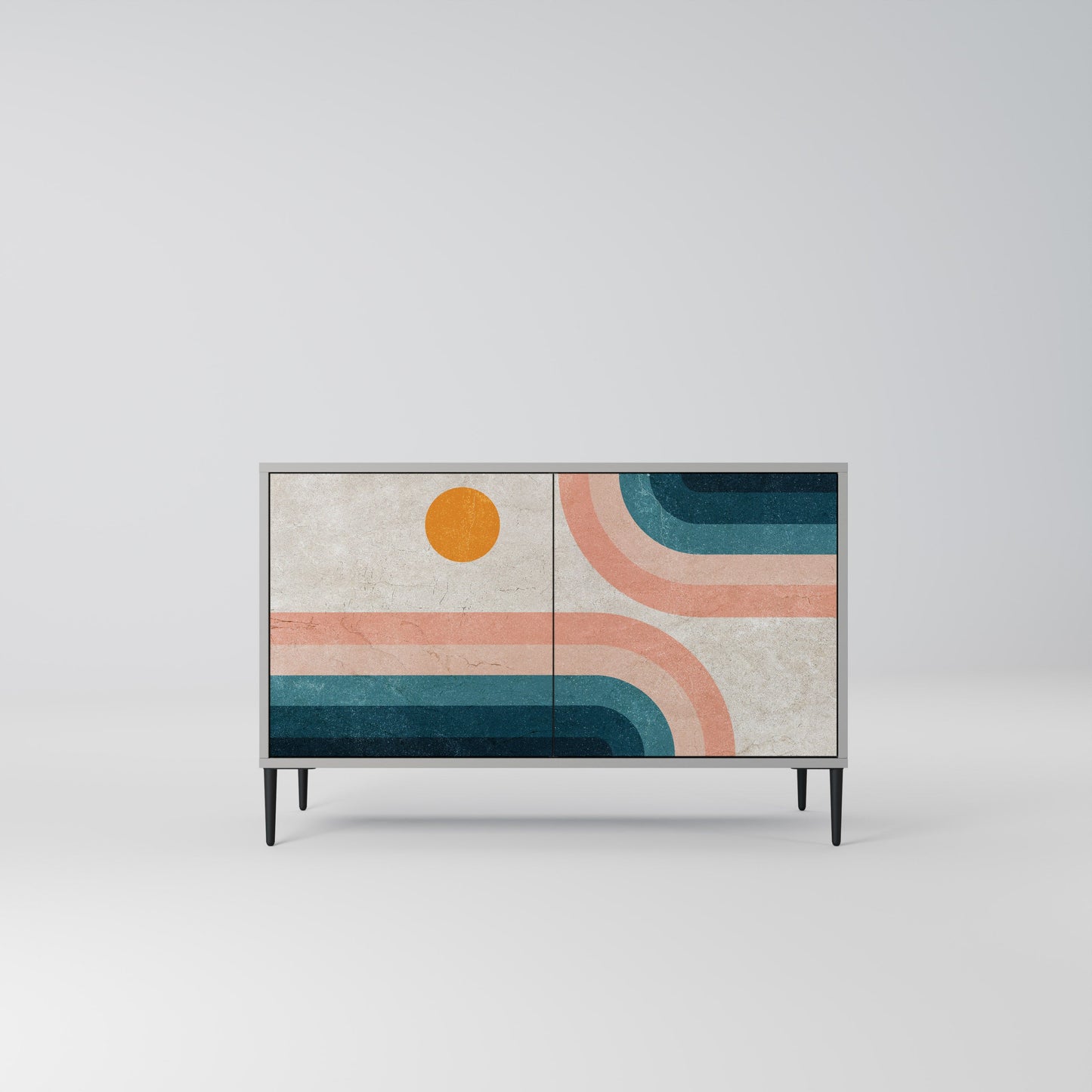 Credenza a due ante TWO HALVES in finitura grigia