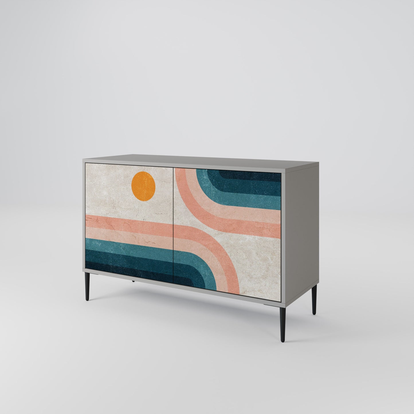 Credenza a due ante TWO HALVES in finitura grigia