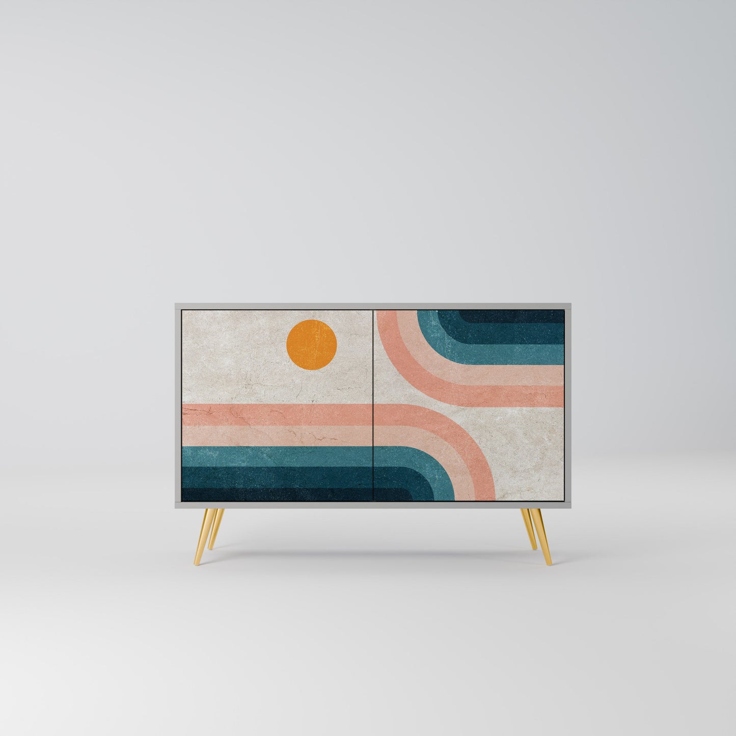 Credenza a due ante TWO HALVES in finitura grigia