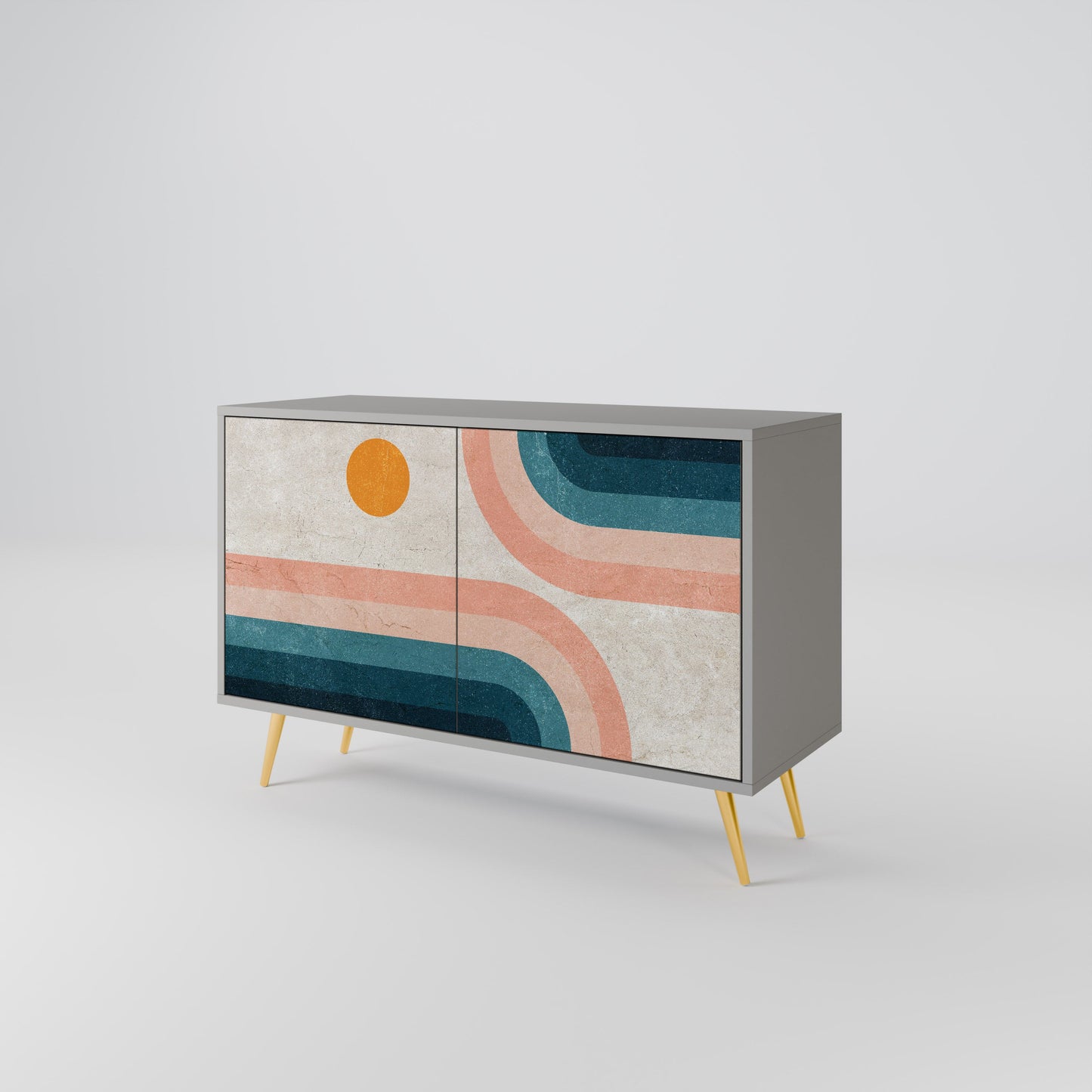 Credenza a due ante TWO HALVES in finitura grigia