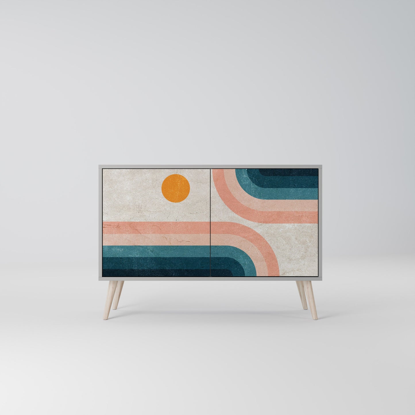 Credenza a due ante TWO HALVES in finitura grigia