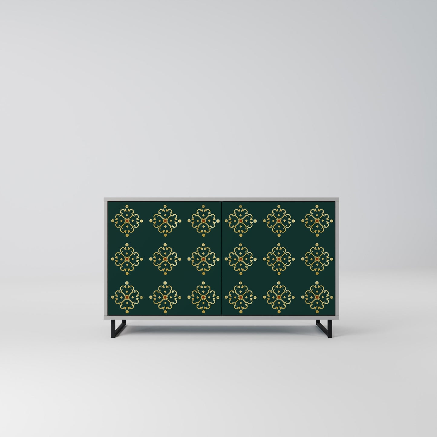 Credenza a 2 ante ROYAL MEDALLION in finitura grigia