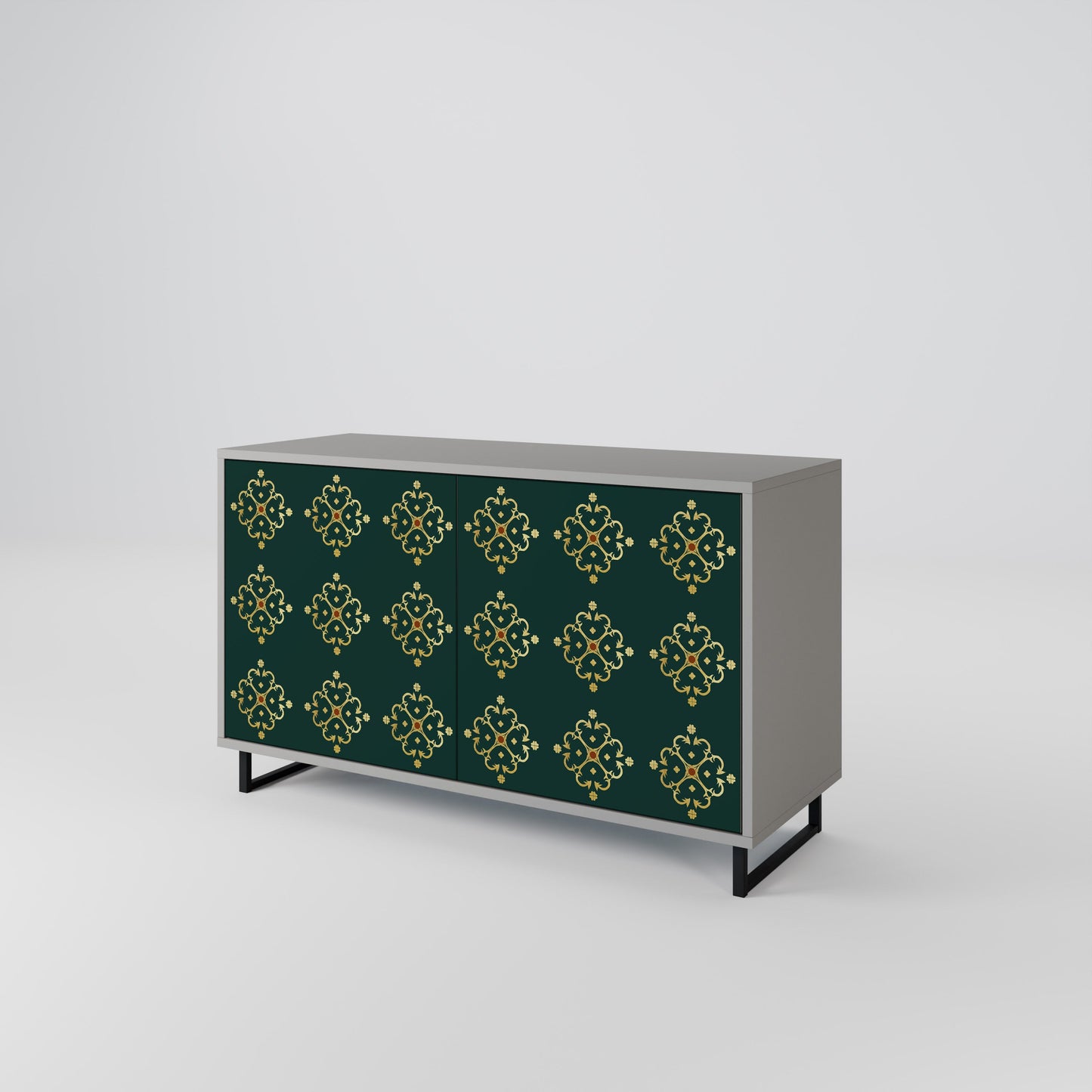Credenza a 2 ante ROYAL MEDALLION in finitura grigia