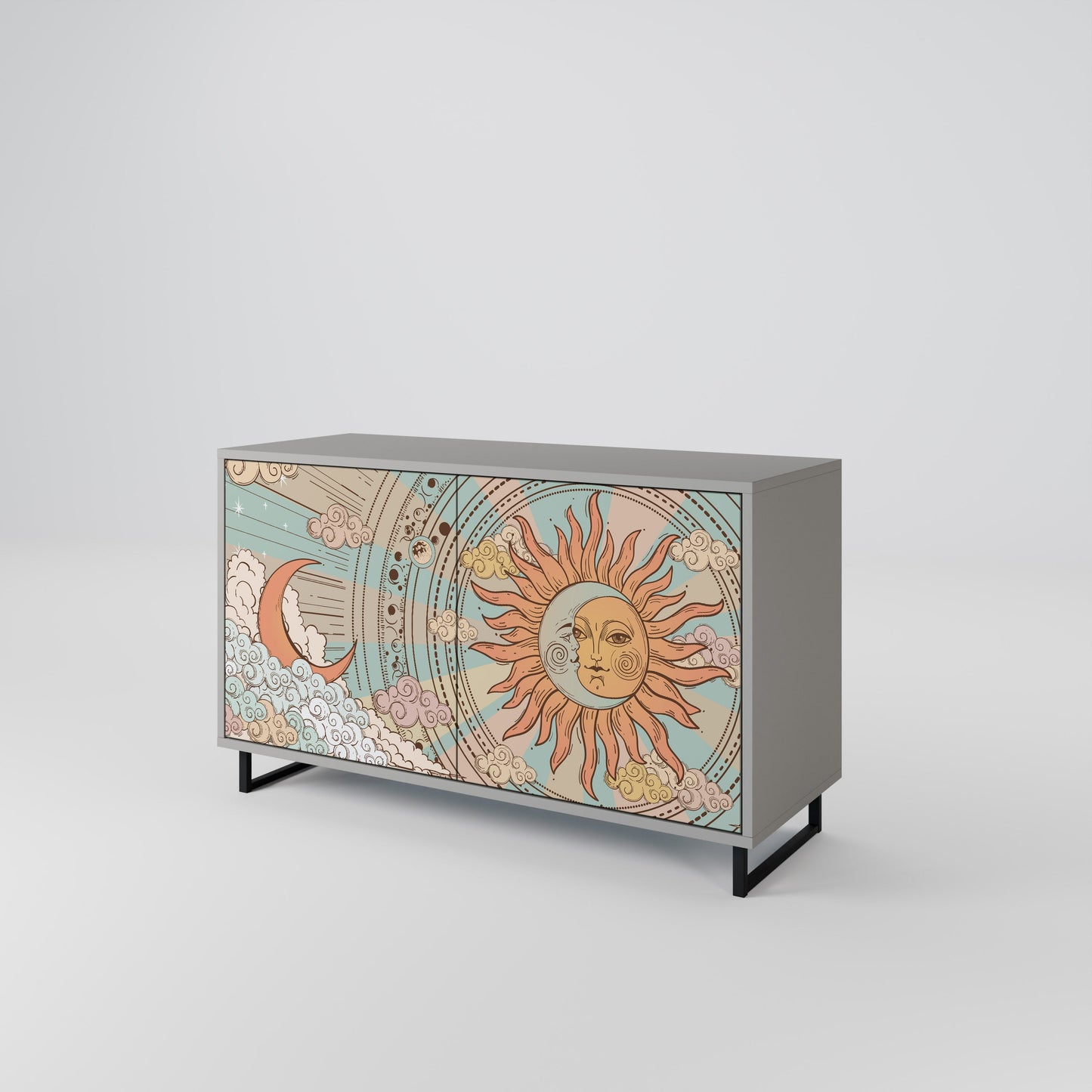 MYSTICAL STRUCTURE 2-Door Sideboard in Grey Finish