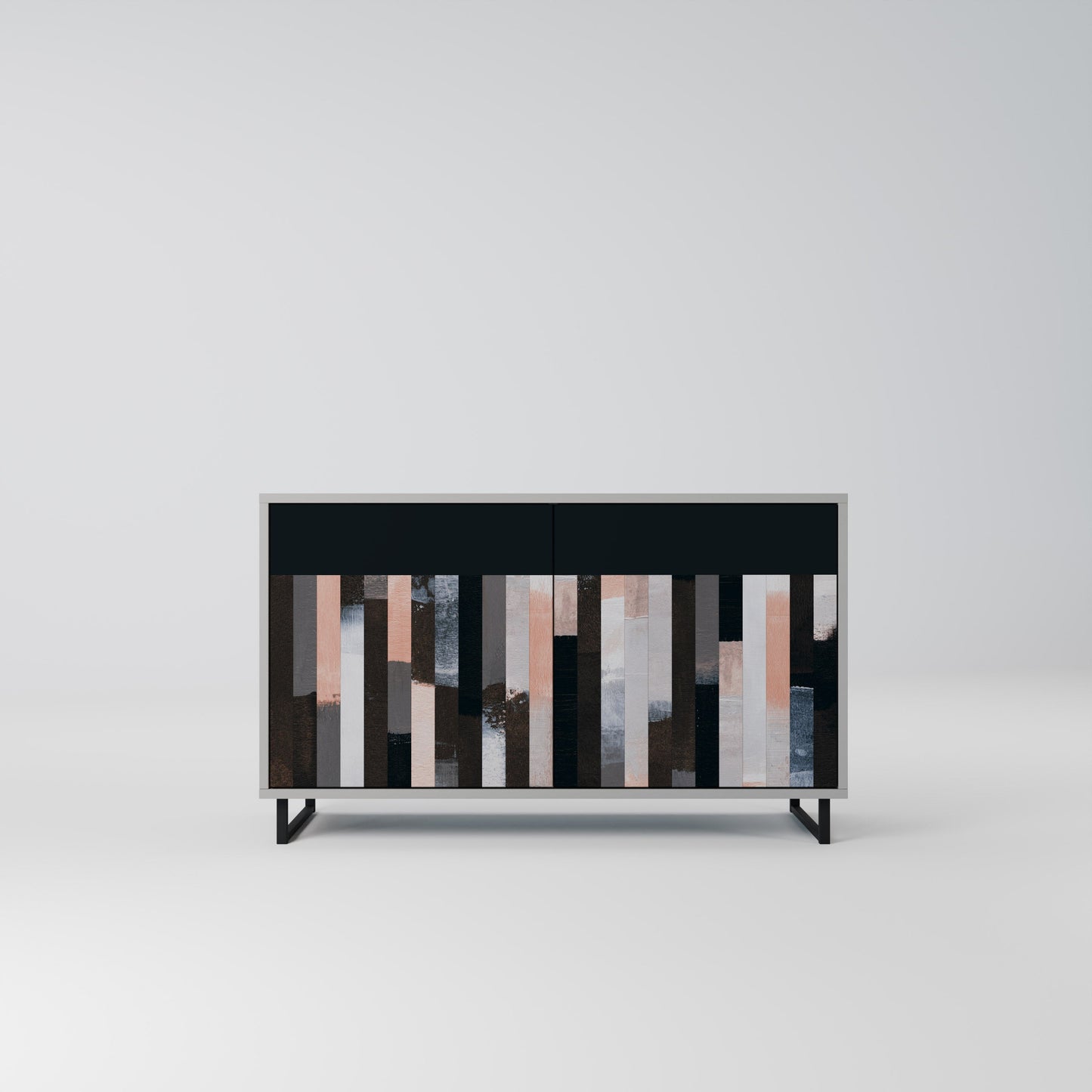 COLLAGE OF RECTANGLES 2-Door Sideboard in Grey Finish