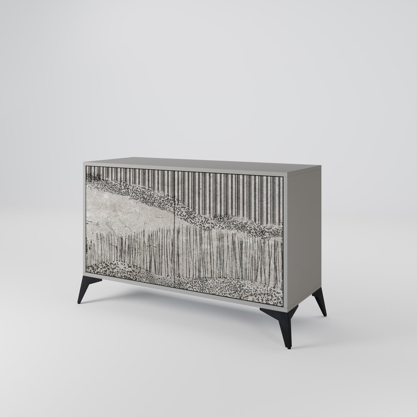 GRAIN LINES 2-Door Sideboard in Grey Finish