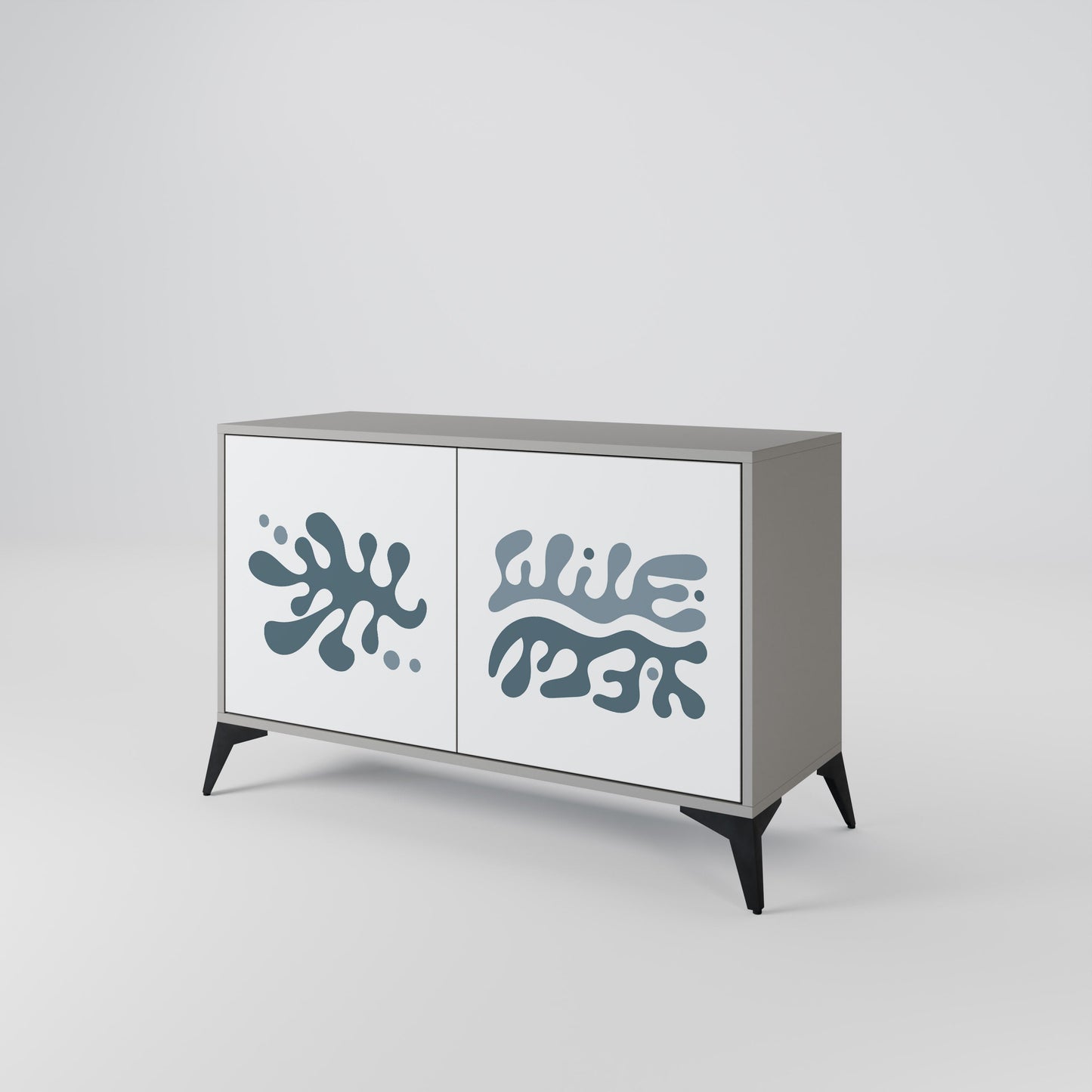 Credenza a 2 ante WONDERLAND VEGETATION in finitura grigia