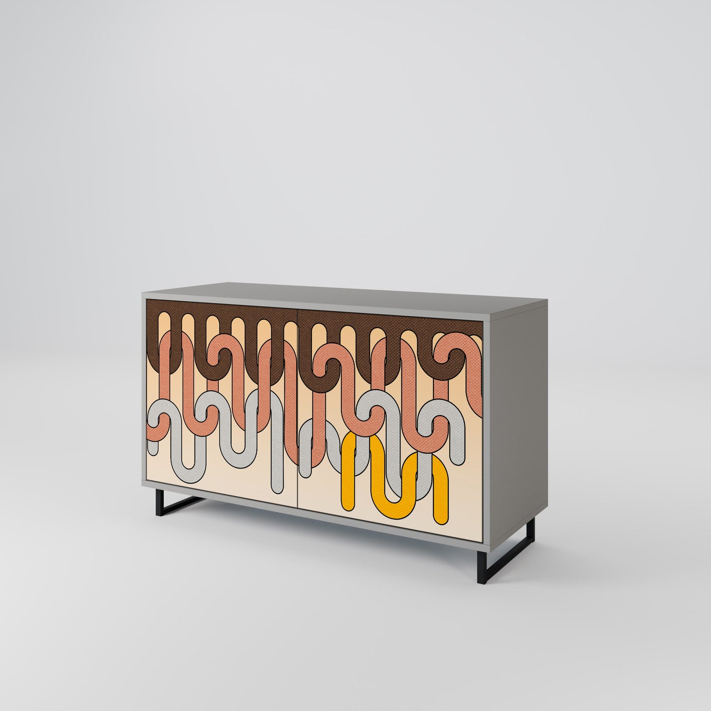 COLORFUL STRINGS 2-Door Sideboard in Grey Finish