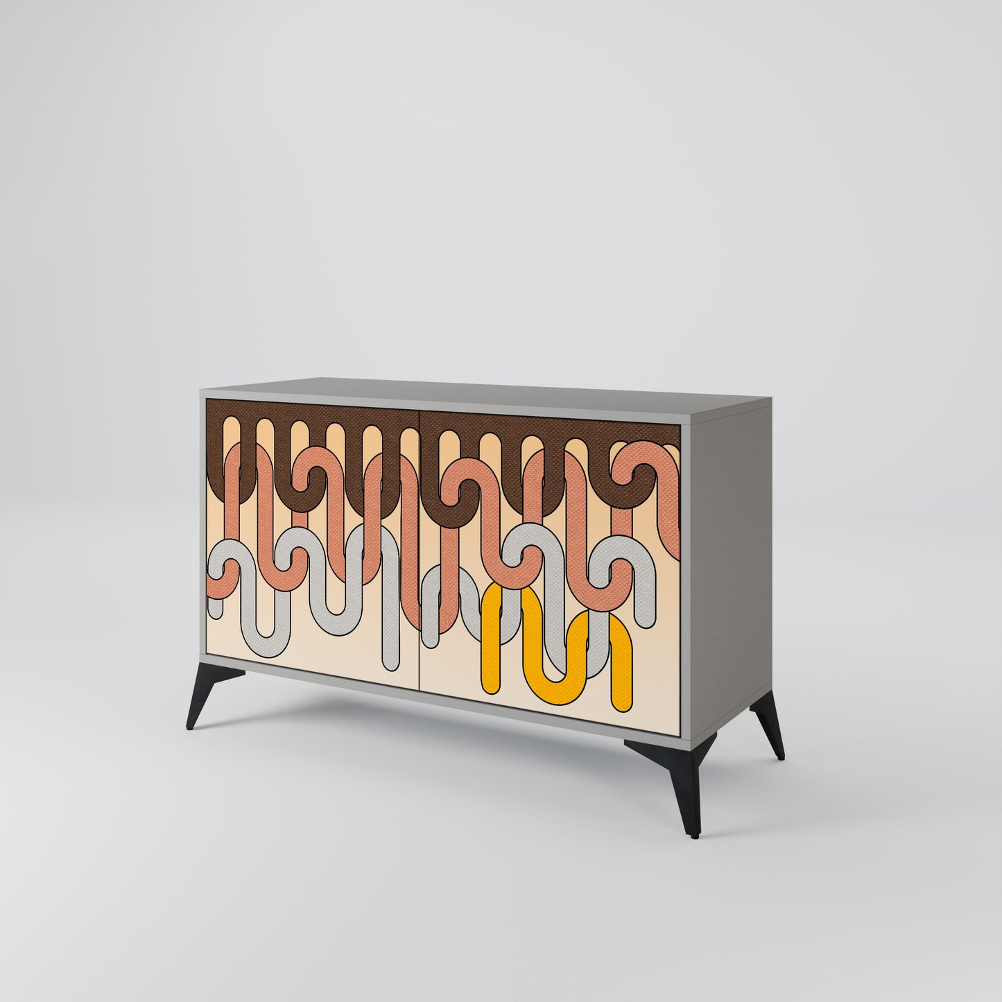 COLORFUL STRINGS 2-Door Sideboard in Grey Finish
