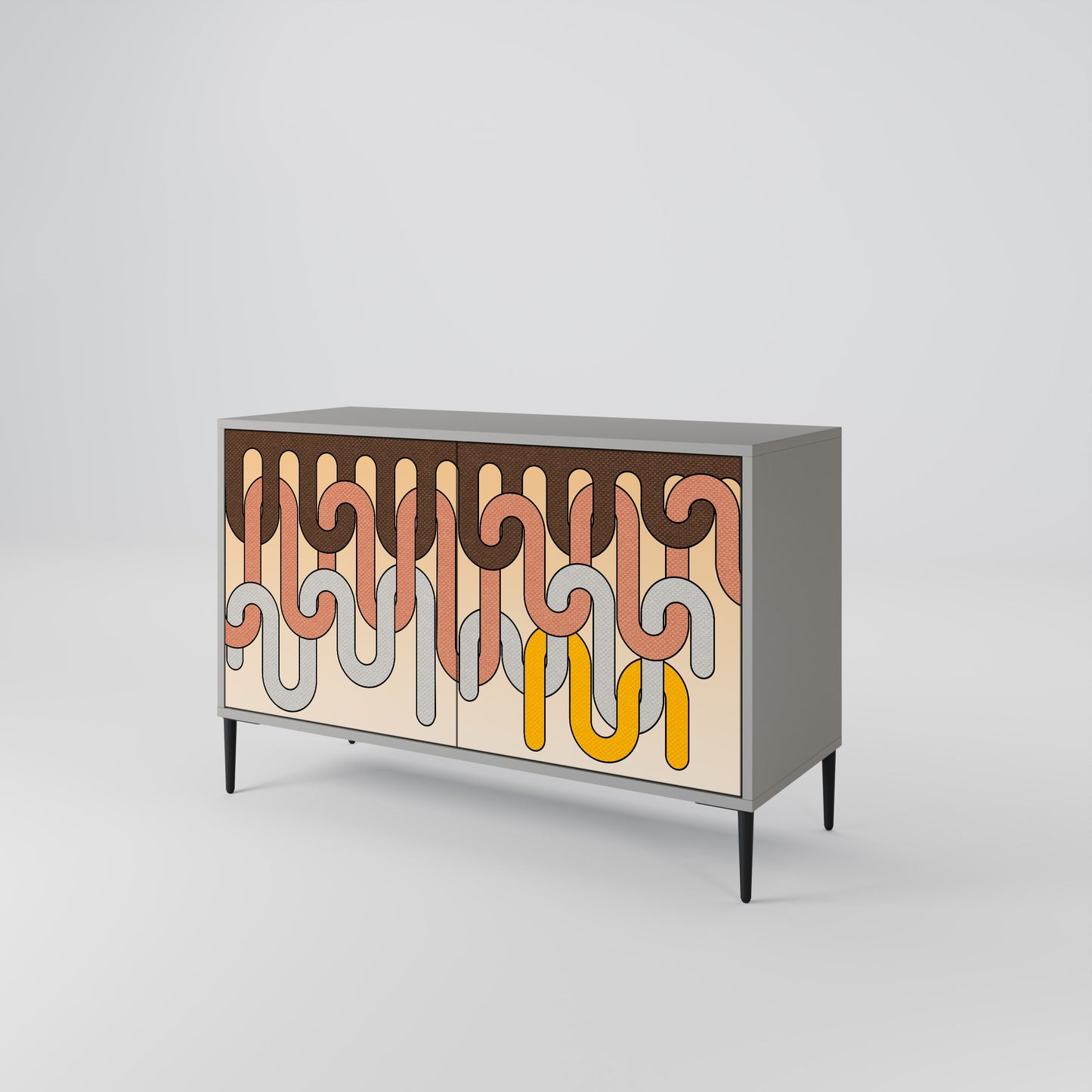 COLORFUL STRINGS 2-Door Sideboard in Grey Finish