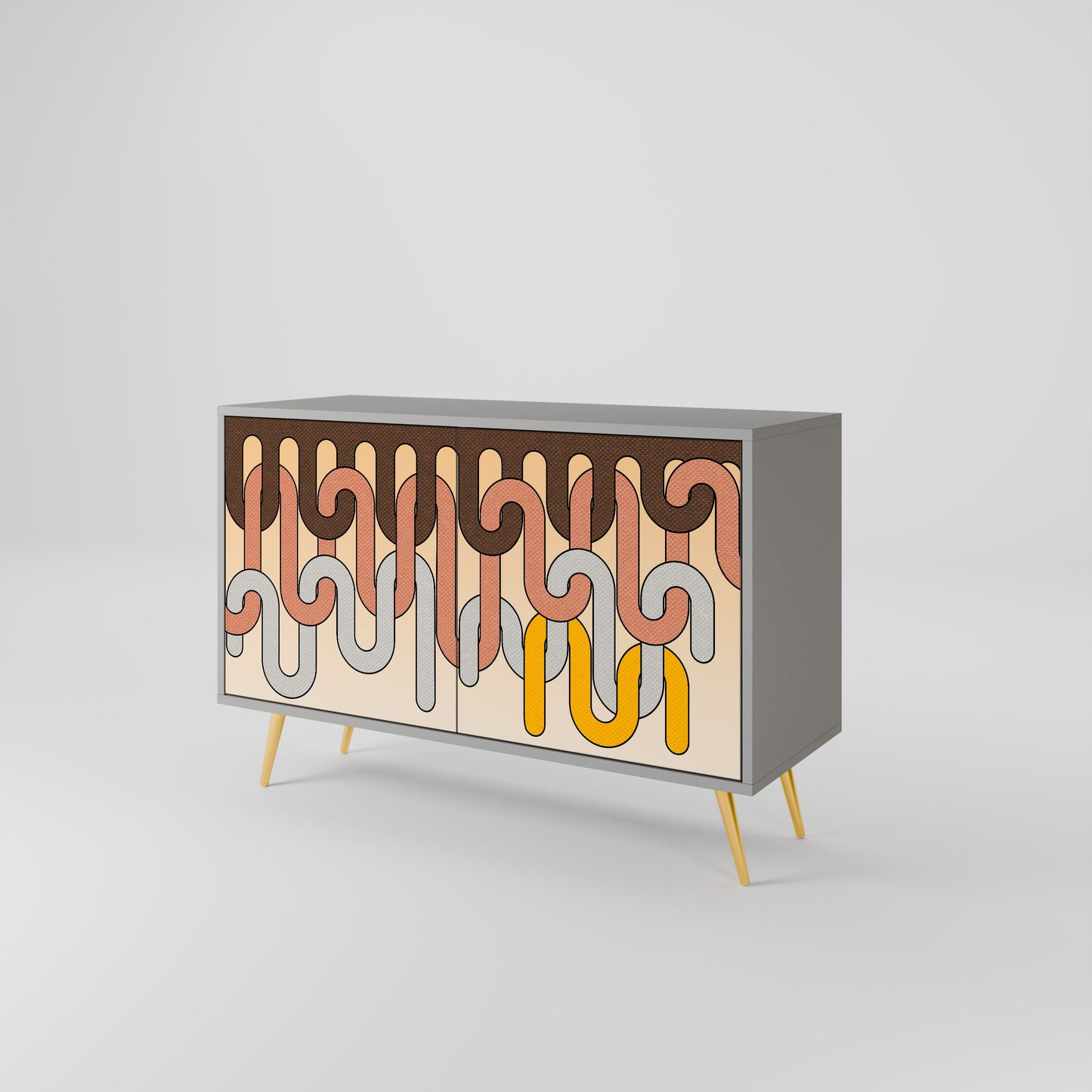 COLORFUL STRINGS 2-Door Sideboard in Grey Finish