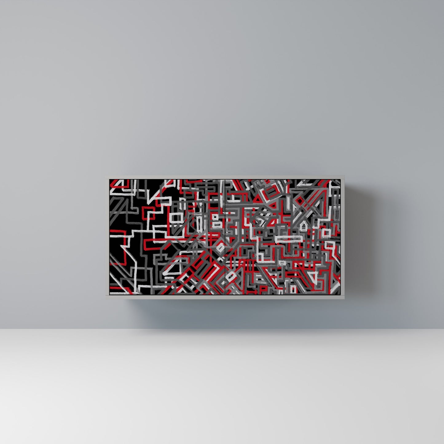 Credenza BROKEN LINES a 2 ante in finitura grigia