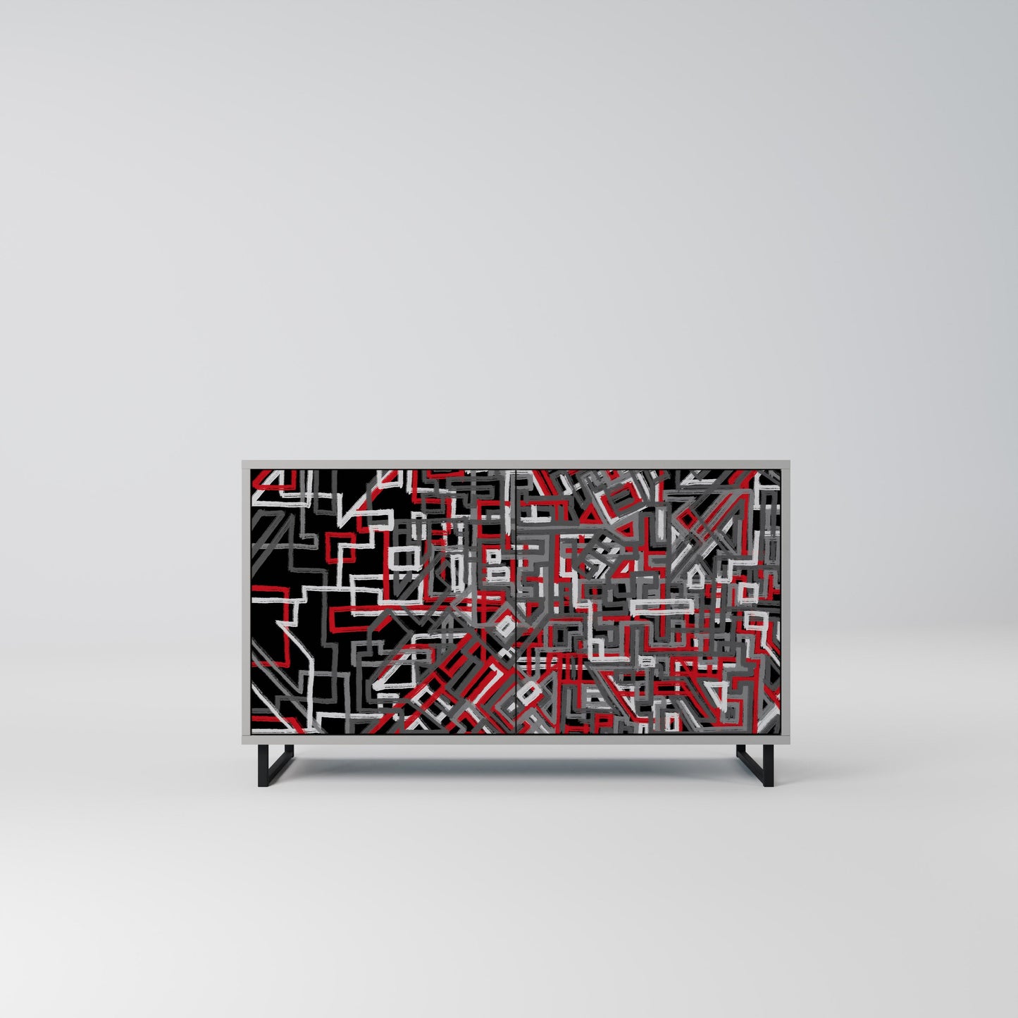 Credenza BROKEN LINES a 2 ante in finitura grigia