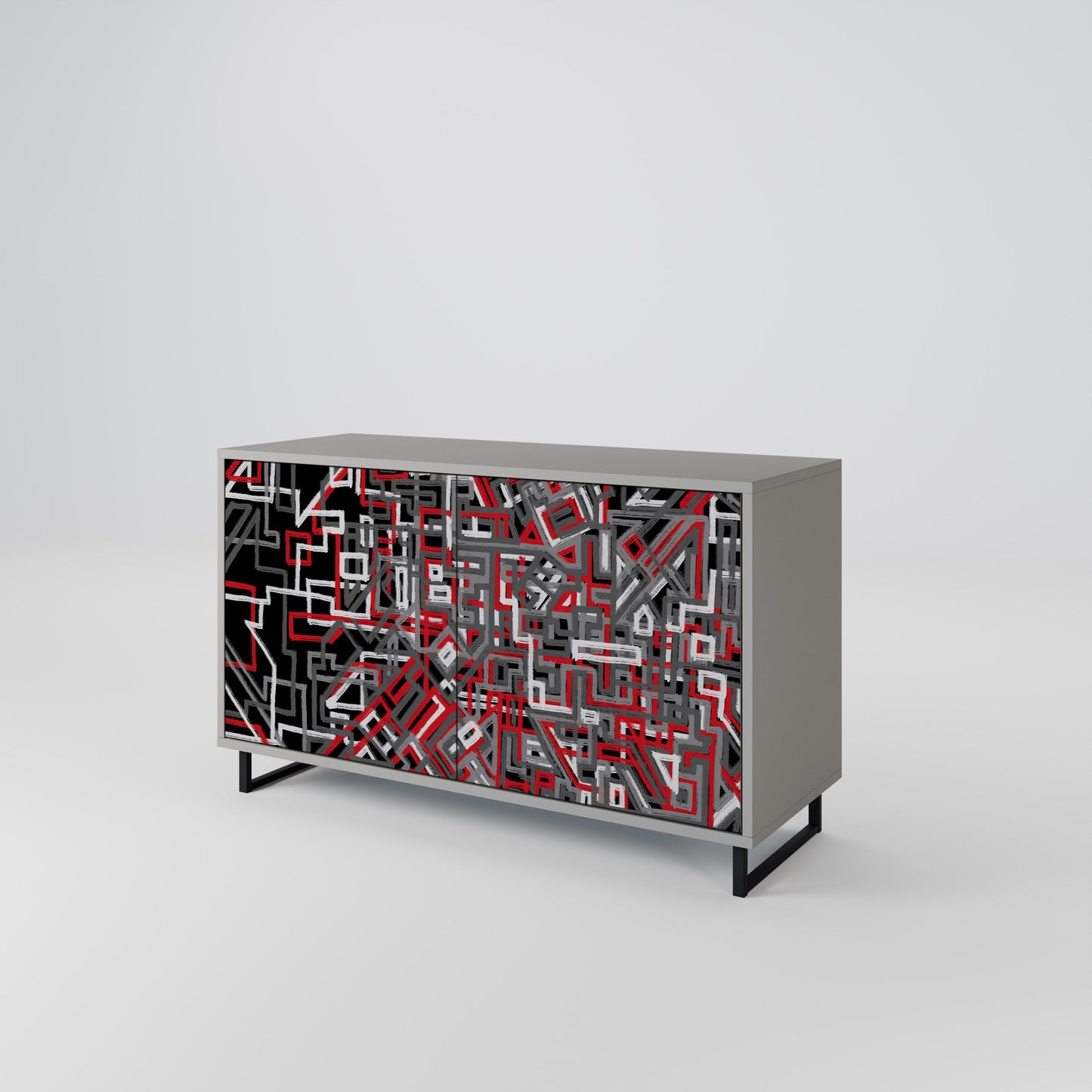 Credenza BROKEN LINES a 2 ante in finitura grigia