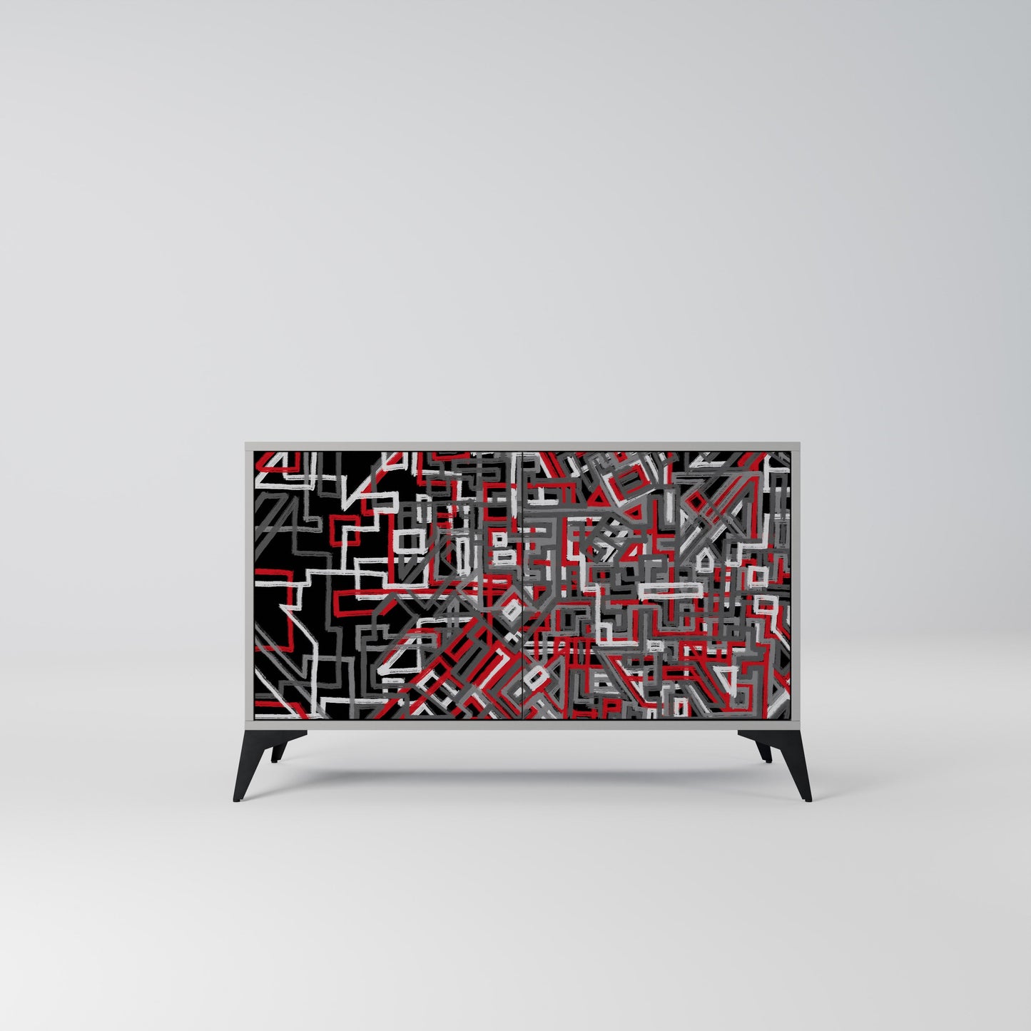 Credenza BROKEN LINES a 2 ante in finitura grigia