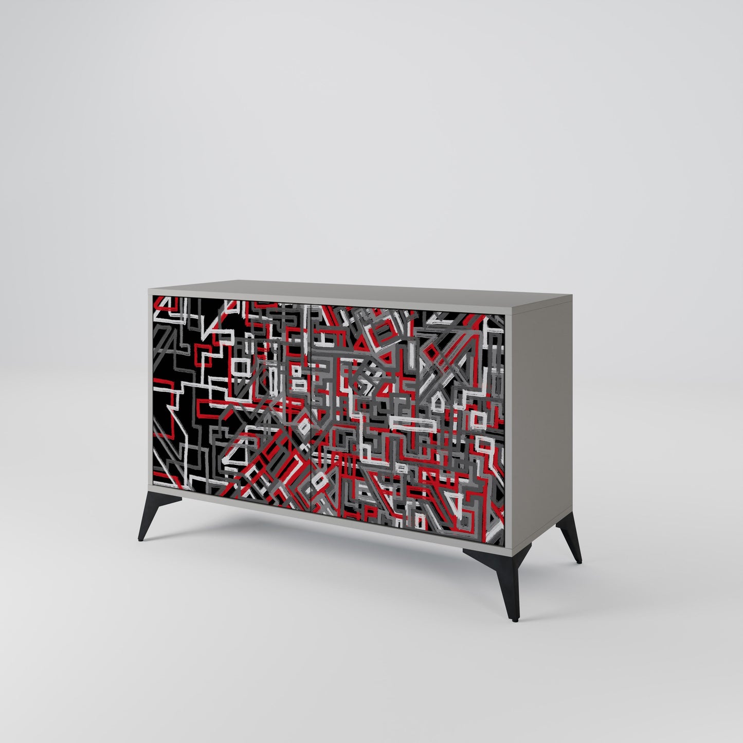 Credenza BROKEN LINES a 2 ante in finitura grigia