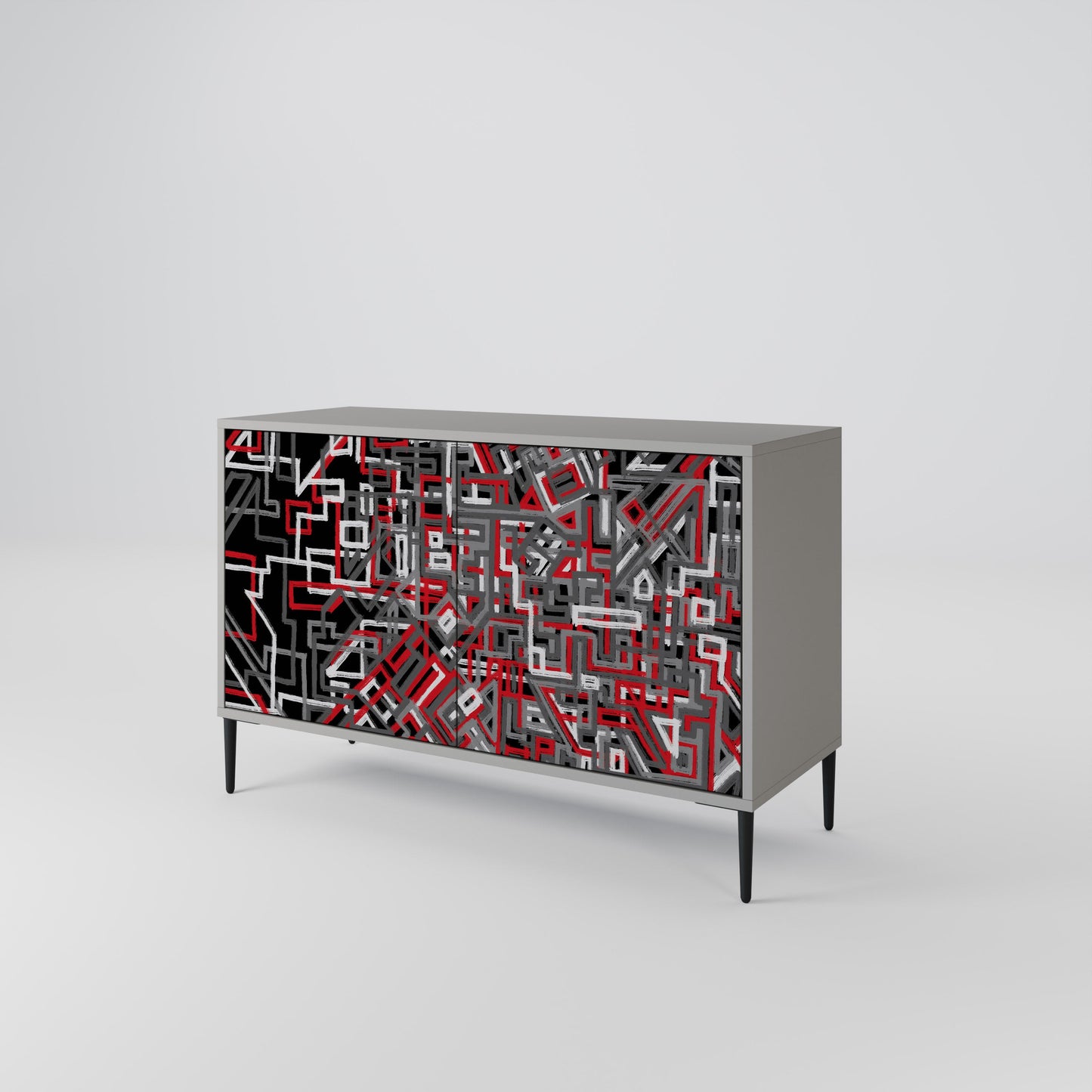 Credenza BROKEN LINES a 2 ante in finitura grigia