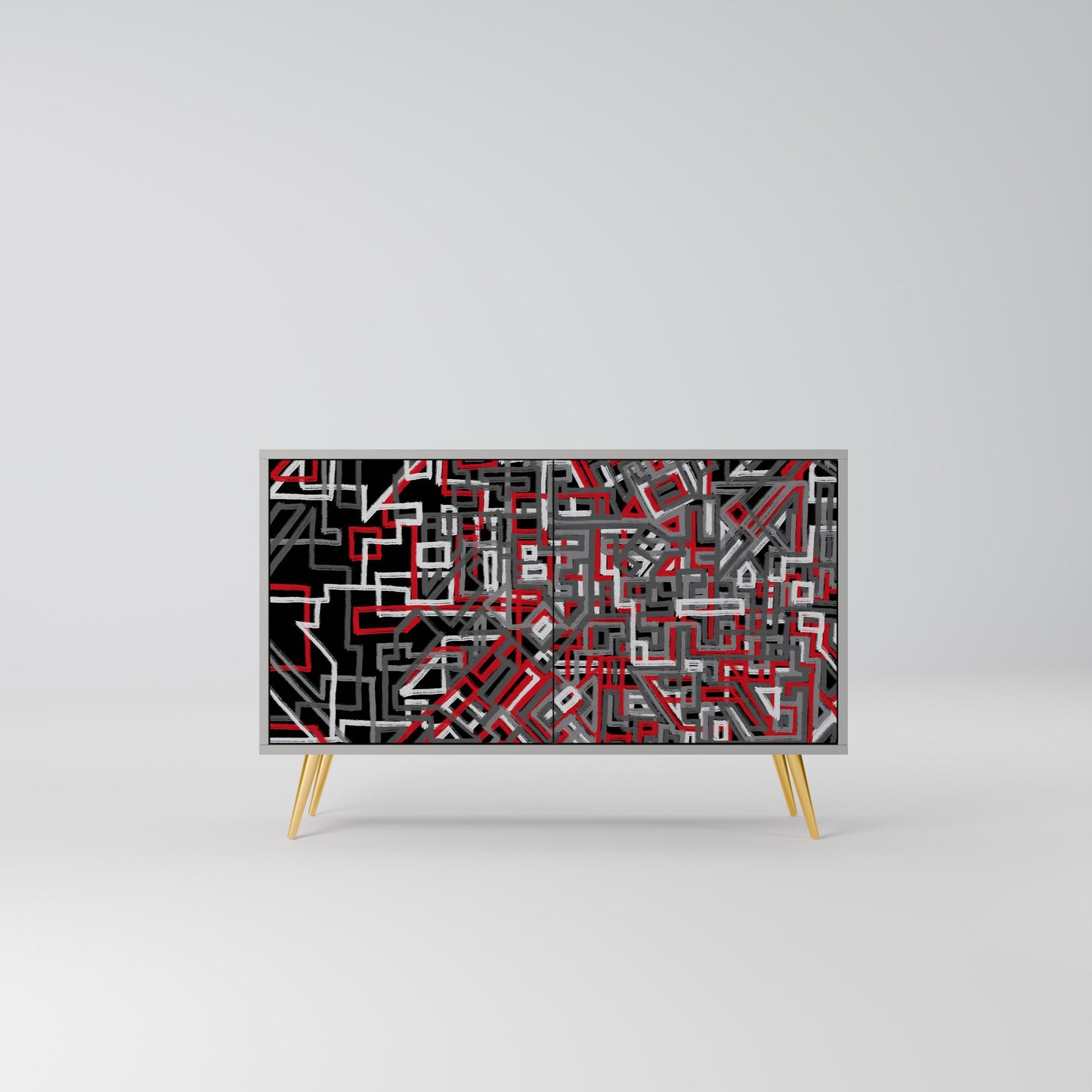 Credenza BROKEN LINES a 2 ante in finitura grigia