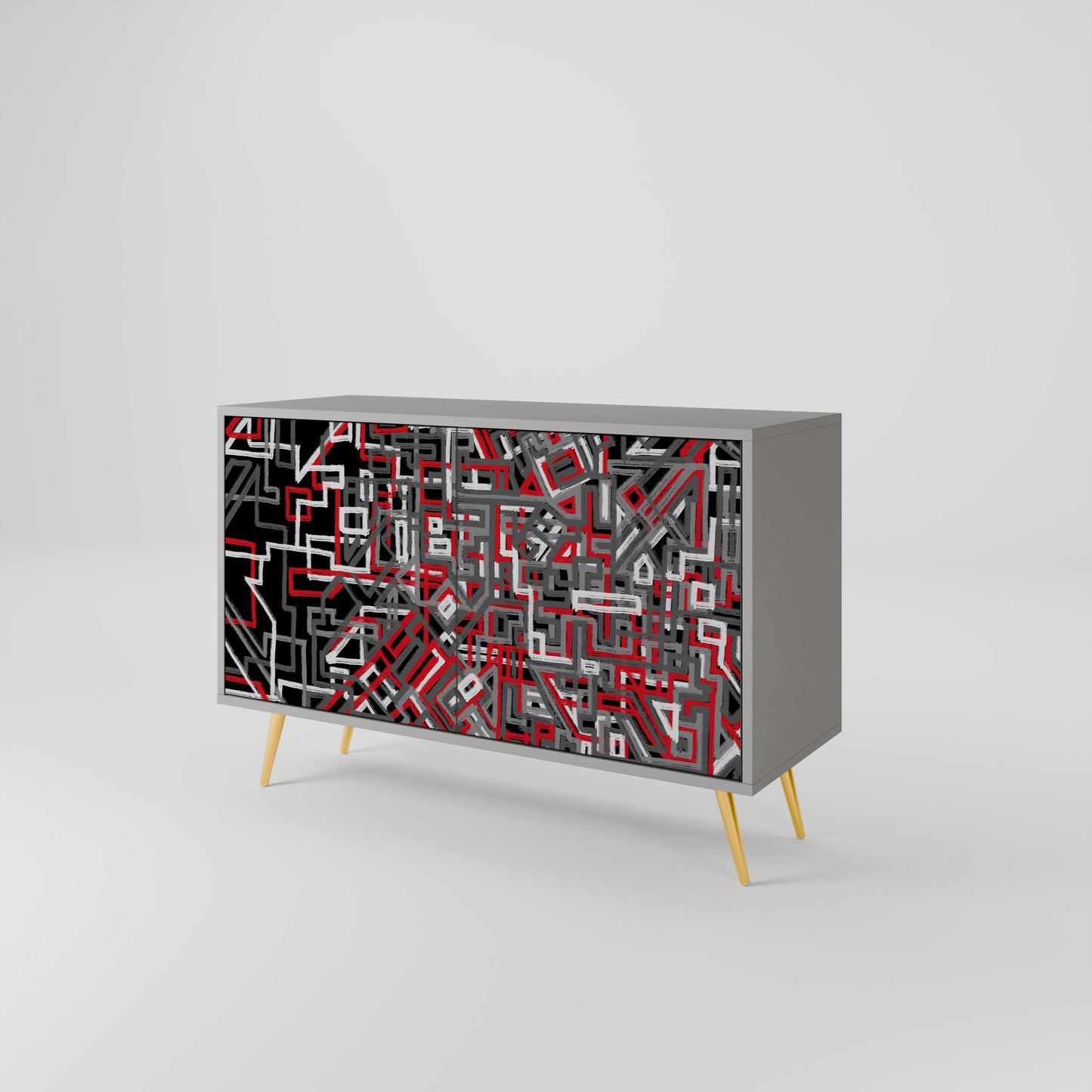 Credenza BROKEN LINES a 2 ante in finitura grigia