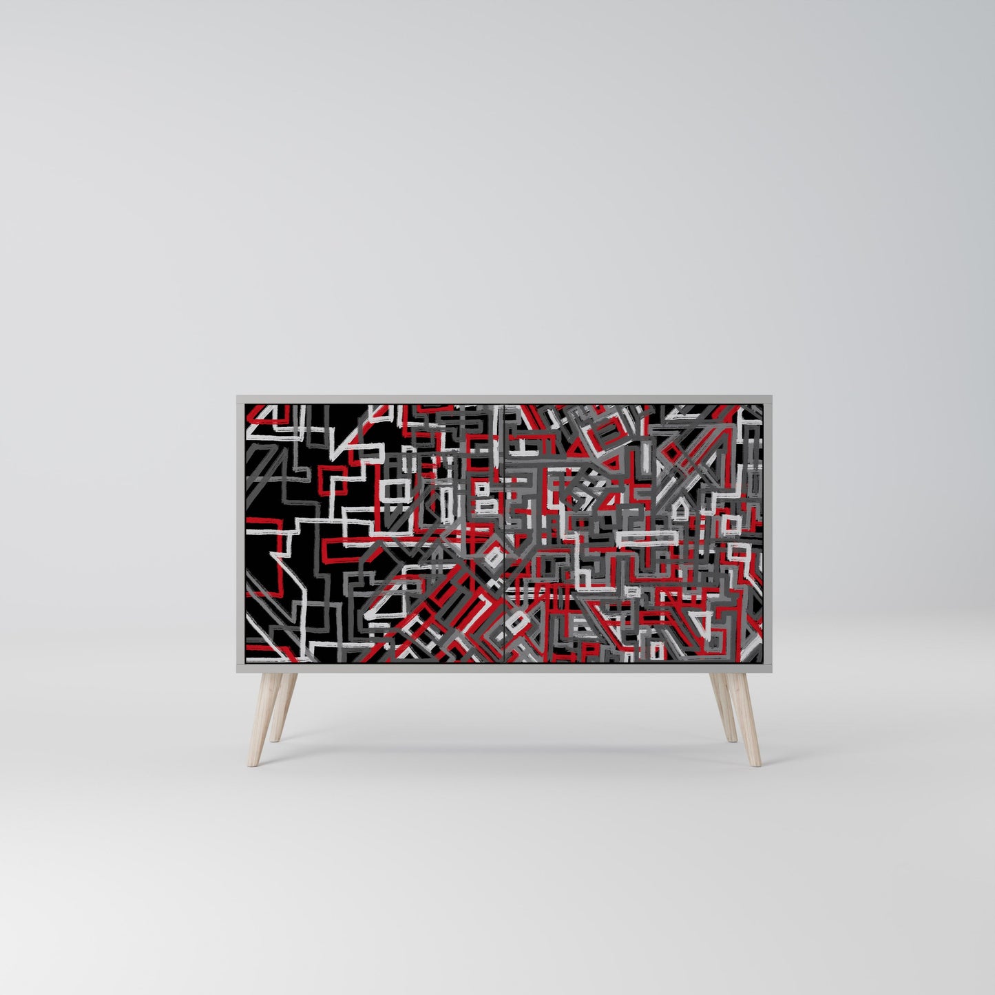 Credenza BROKEN LINES a 2 ante in finitura grigia