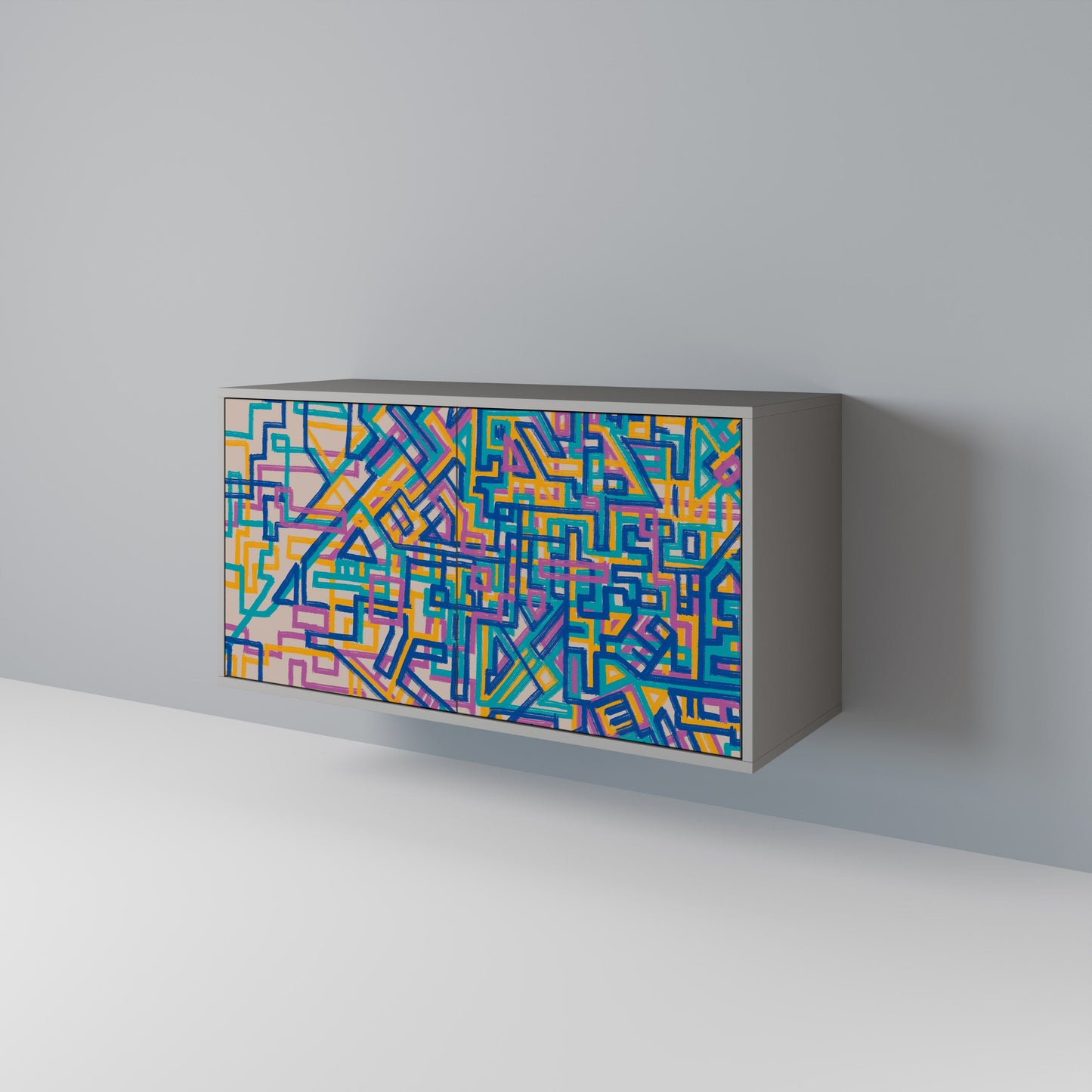 MEMORIES MAP 2-Door Sideboard in Grey Finish