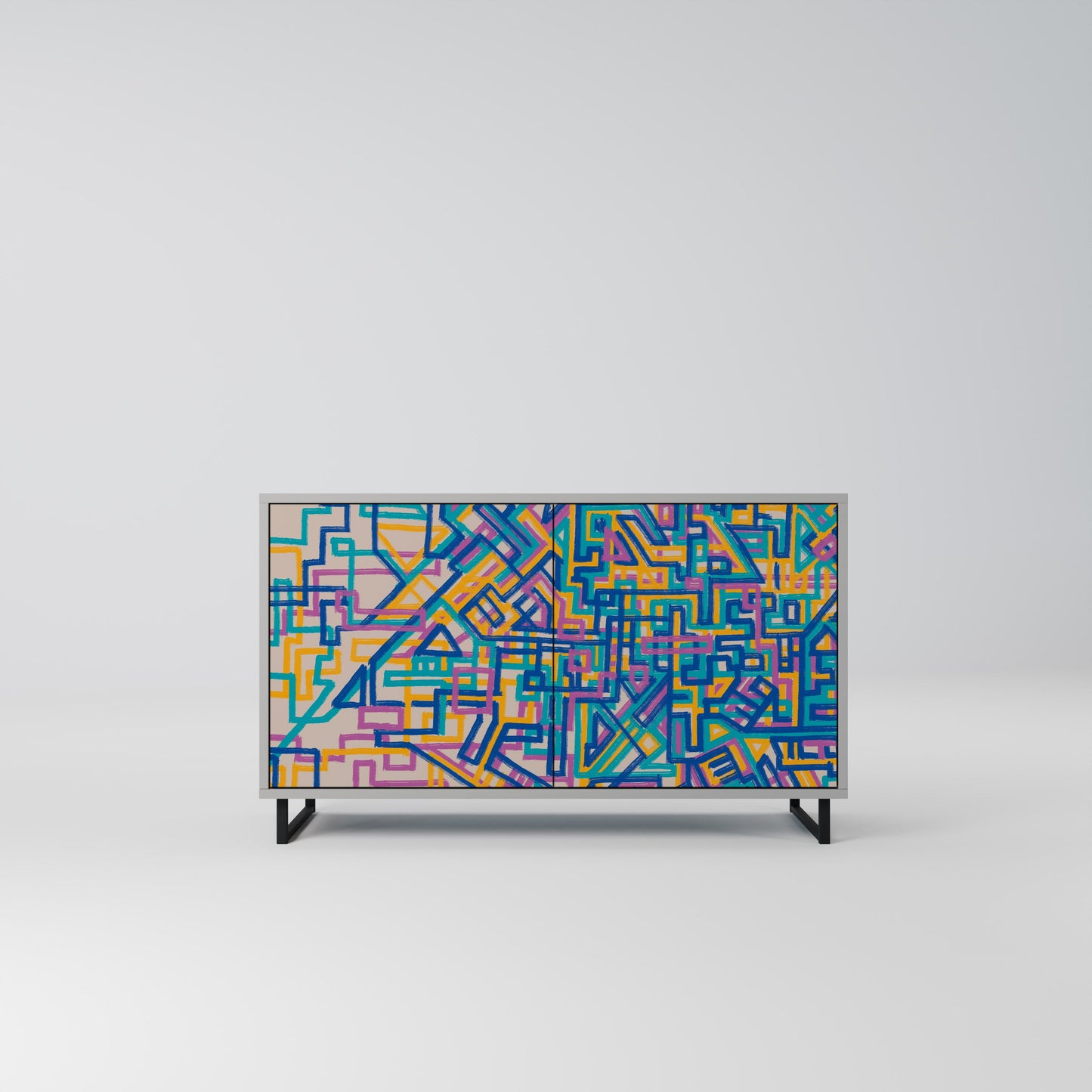 MEMORIES MAP 2-Door Sideboard in Grey Finish