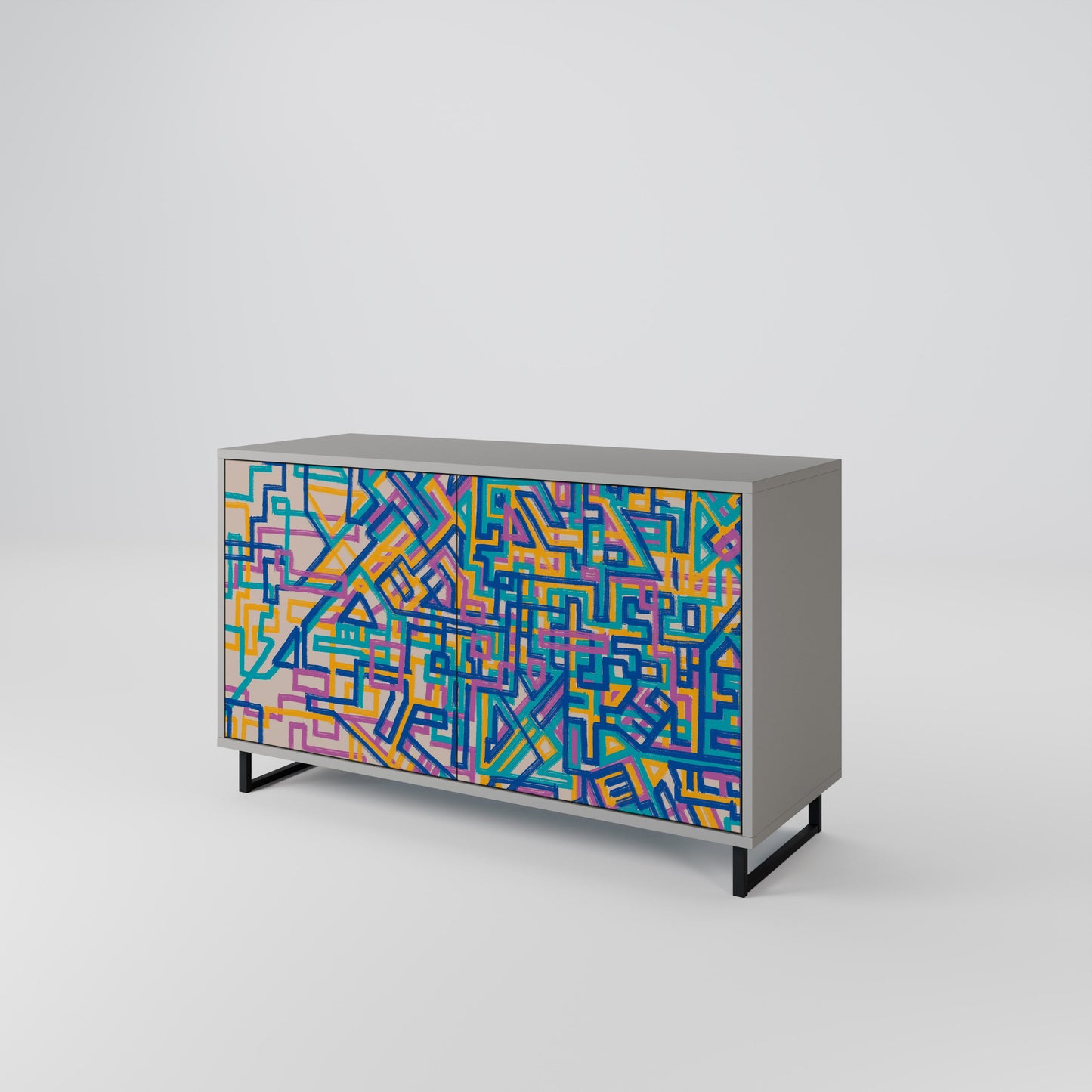 MEMORIES MAP 2-Door Sideboard in Grey Finish