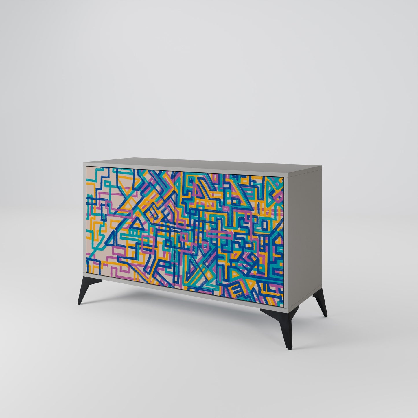 MEMORIES MAP 2-Door Sideboard in Grey Finish