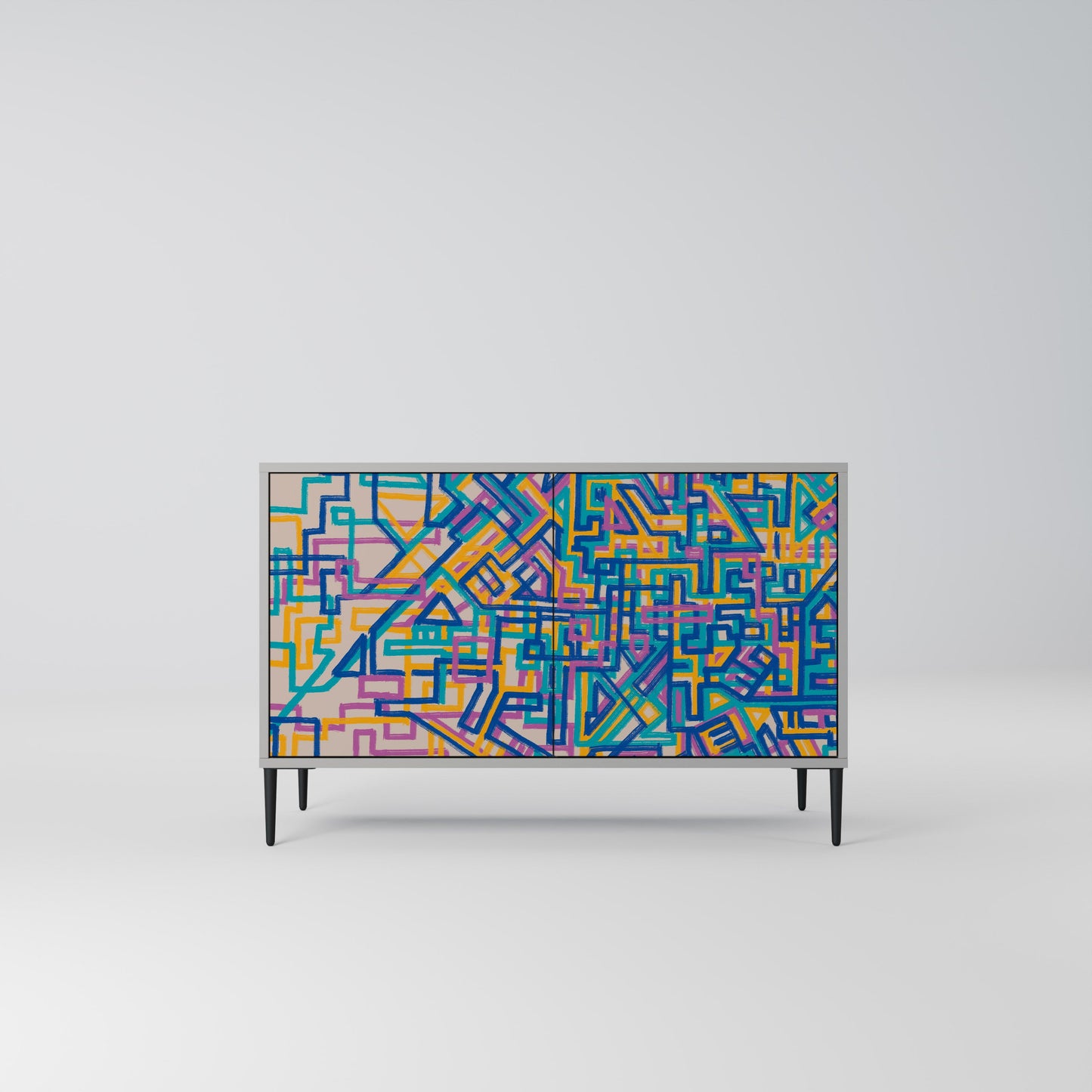 MEMORIES MAP 2-Door Sideboard in Grey Finish