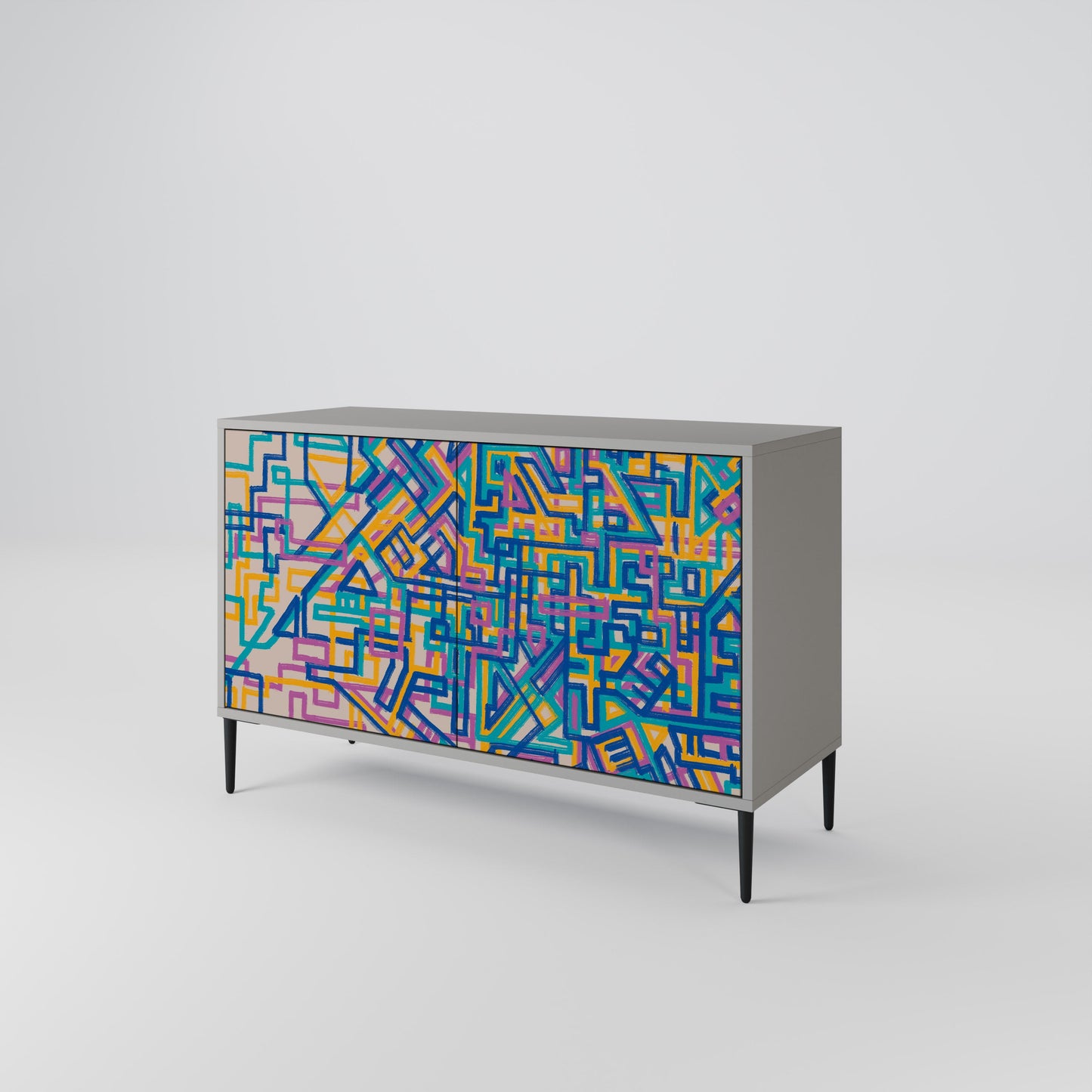 MEMORIES MAP 2-Door Sideboard in Grey Finish