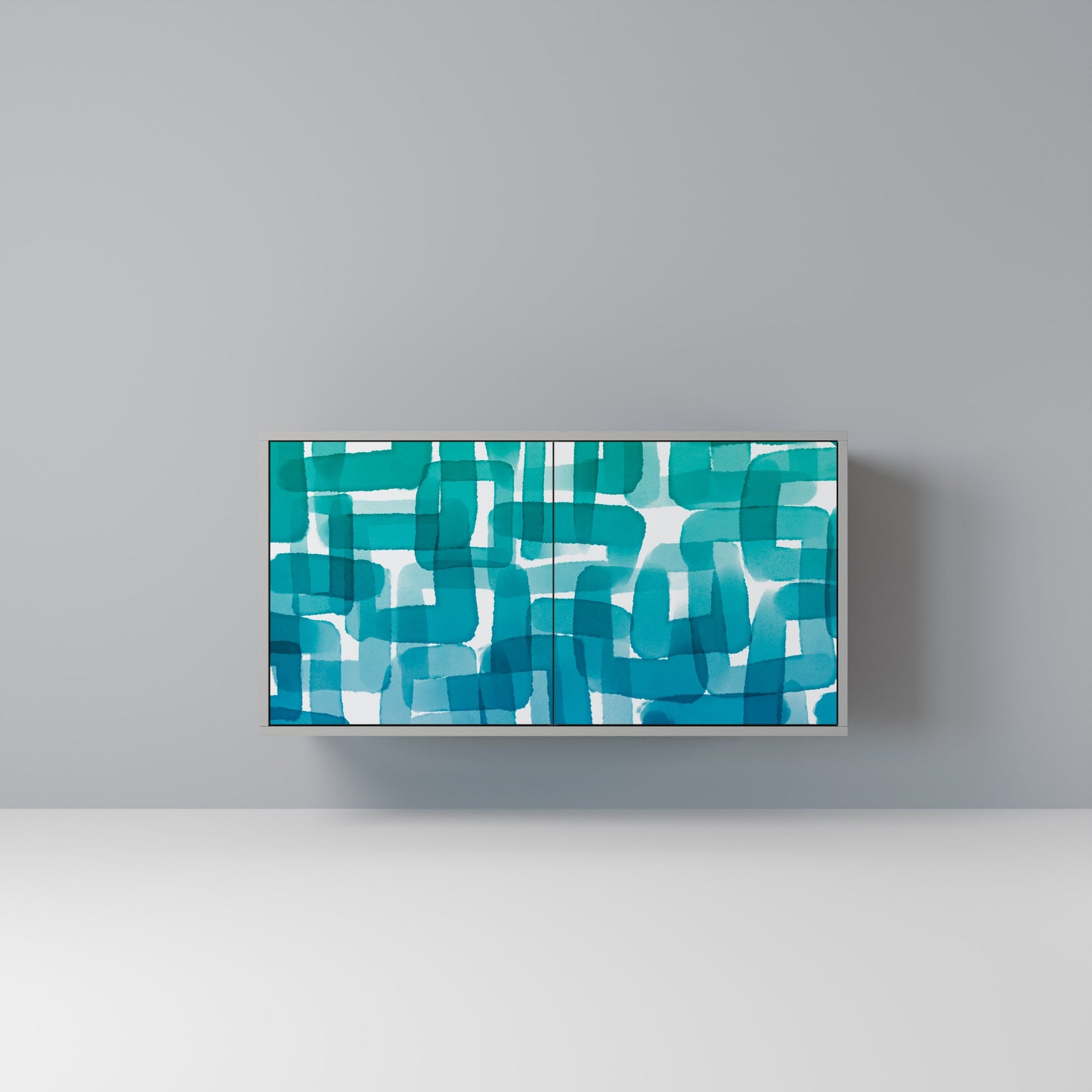 TURQUOISE RECTANGLES 2-Door Sideboard in Grey Finish