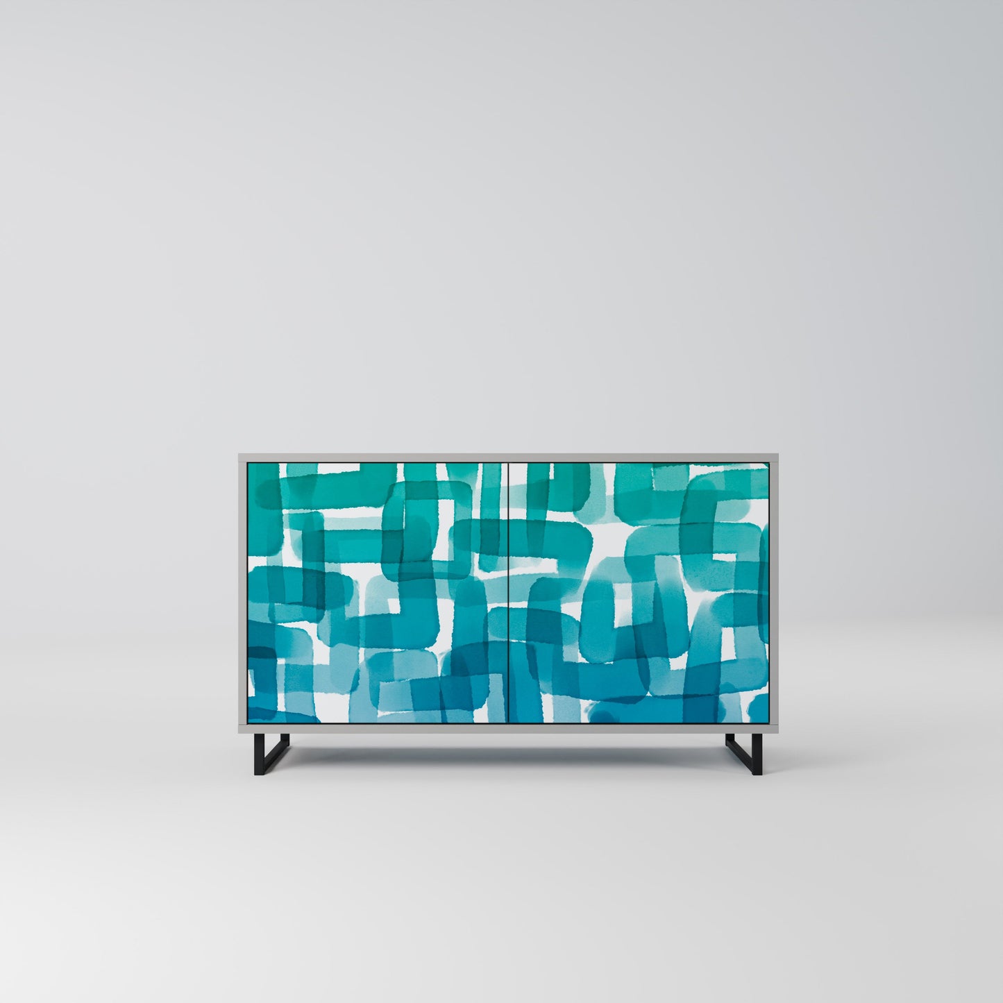 TURQUOISE RECTANGLES 2-Door Sideboard in Grey Finish