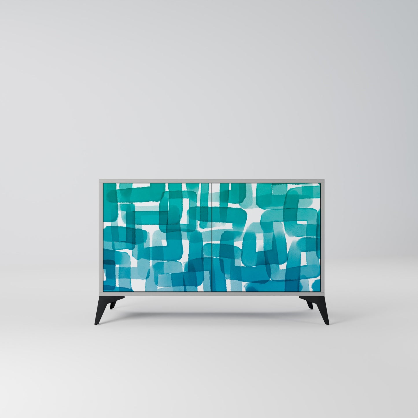 TURQUOISE RECTANGLES 2-Door Sideboard in Grey Finish